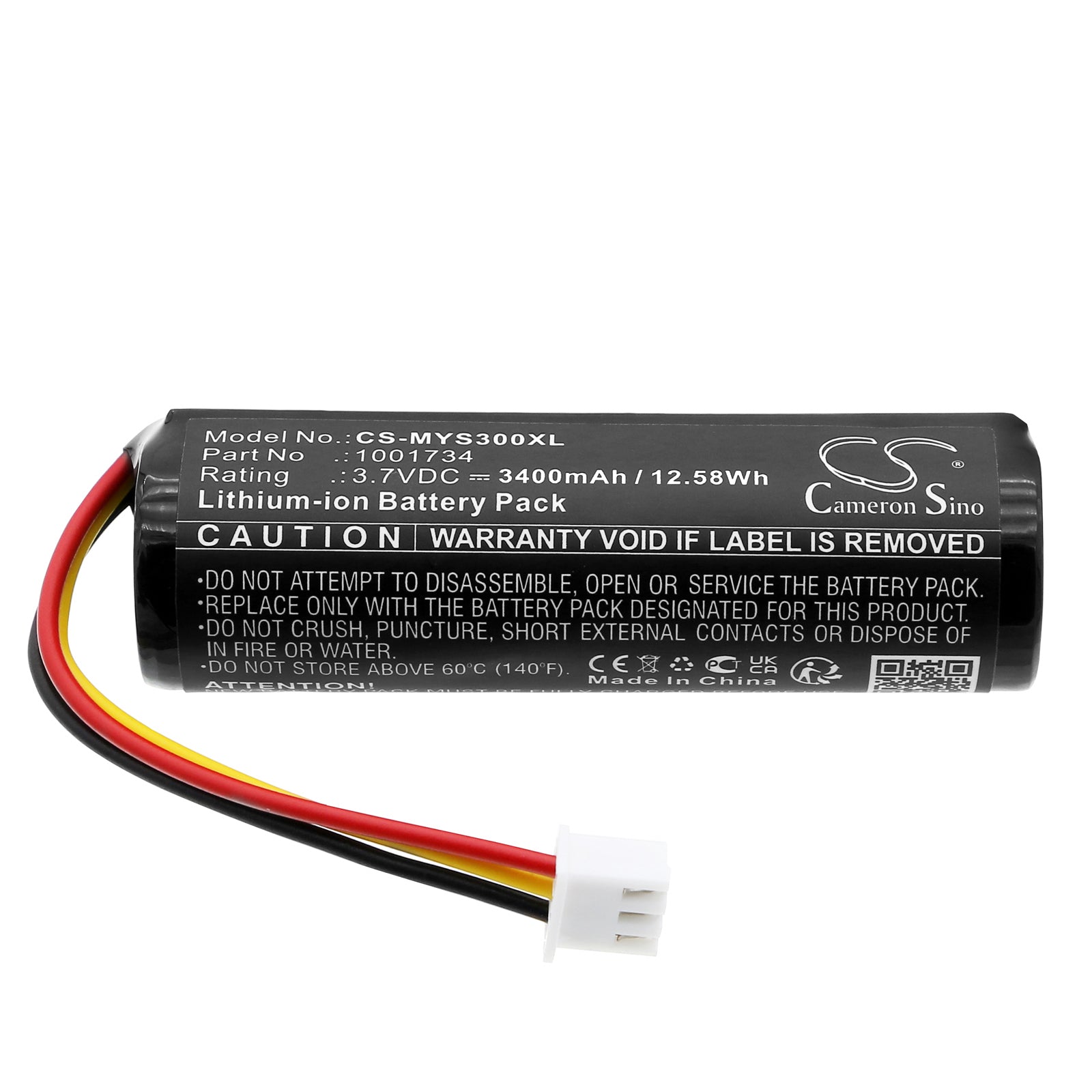 3.7V, Li-ion, 3400mAh, Battery fits Envitec 1001844, MySign O O2 Meter, 12.58Wh Medical Cameron Sino Technology Limited