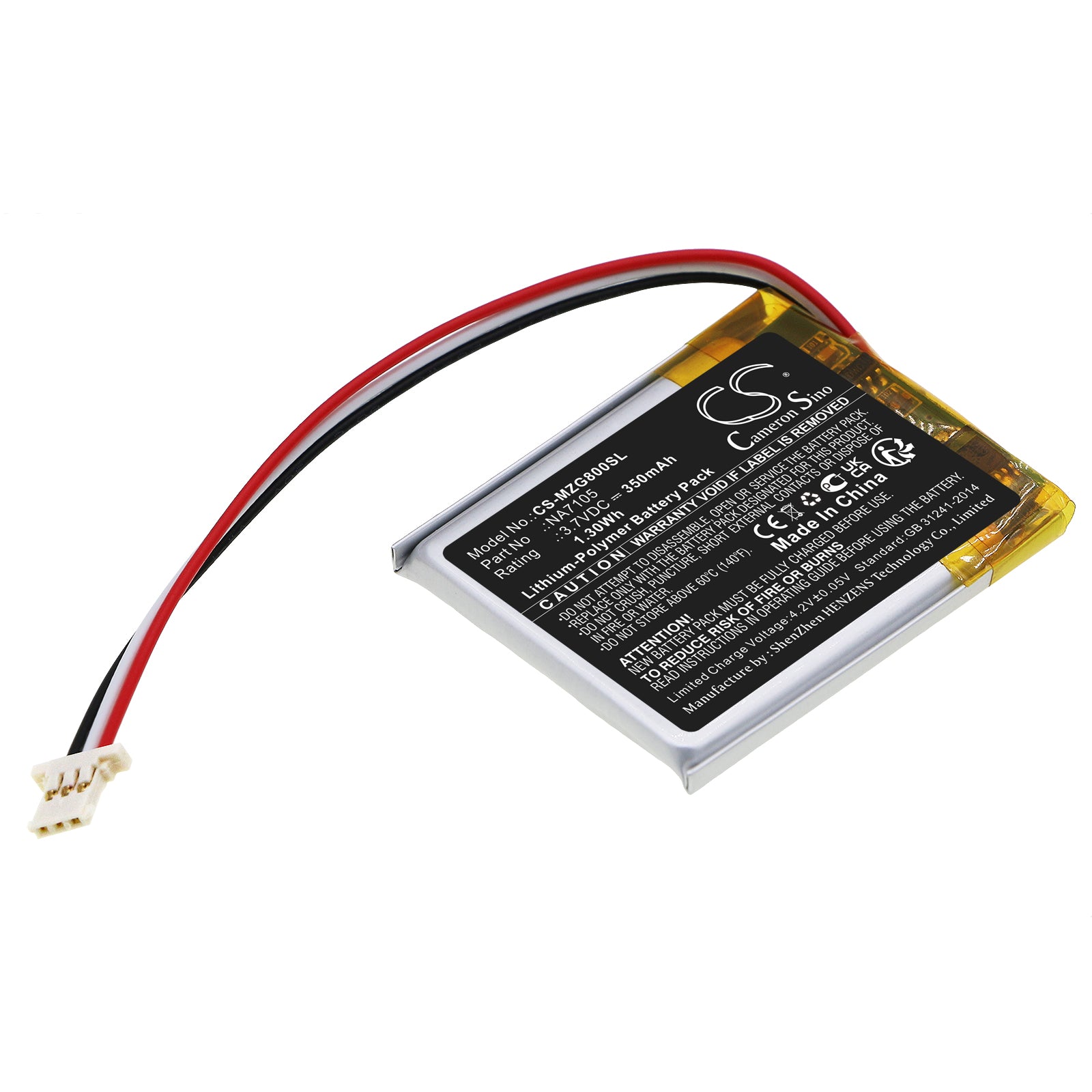 Li-Polymer, Remote Control Battery fits Mgi G800 Navigator Remote Controls, Navigator, 3.7V, 350mAh Remote Control Cameron Sino Technology Limited