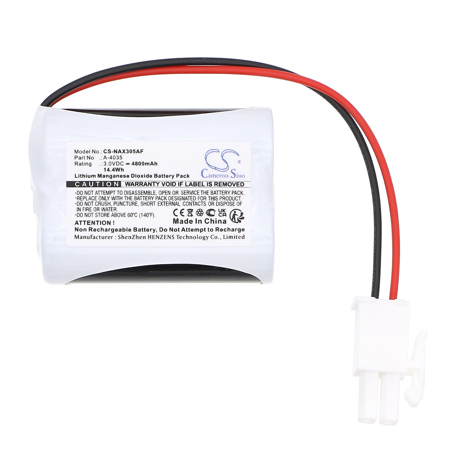3V, Li-MnO2, 4800mAh, Battery fits INAX IN-AM-90, 14.4Wh Automatic Flusher Cameron Sino Technology Limited