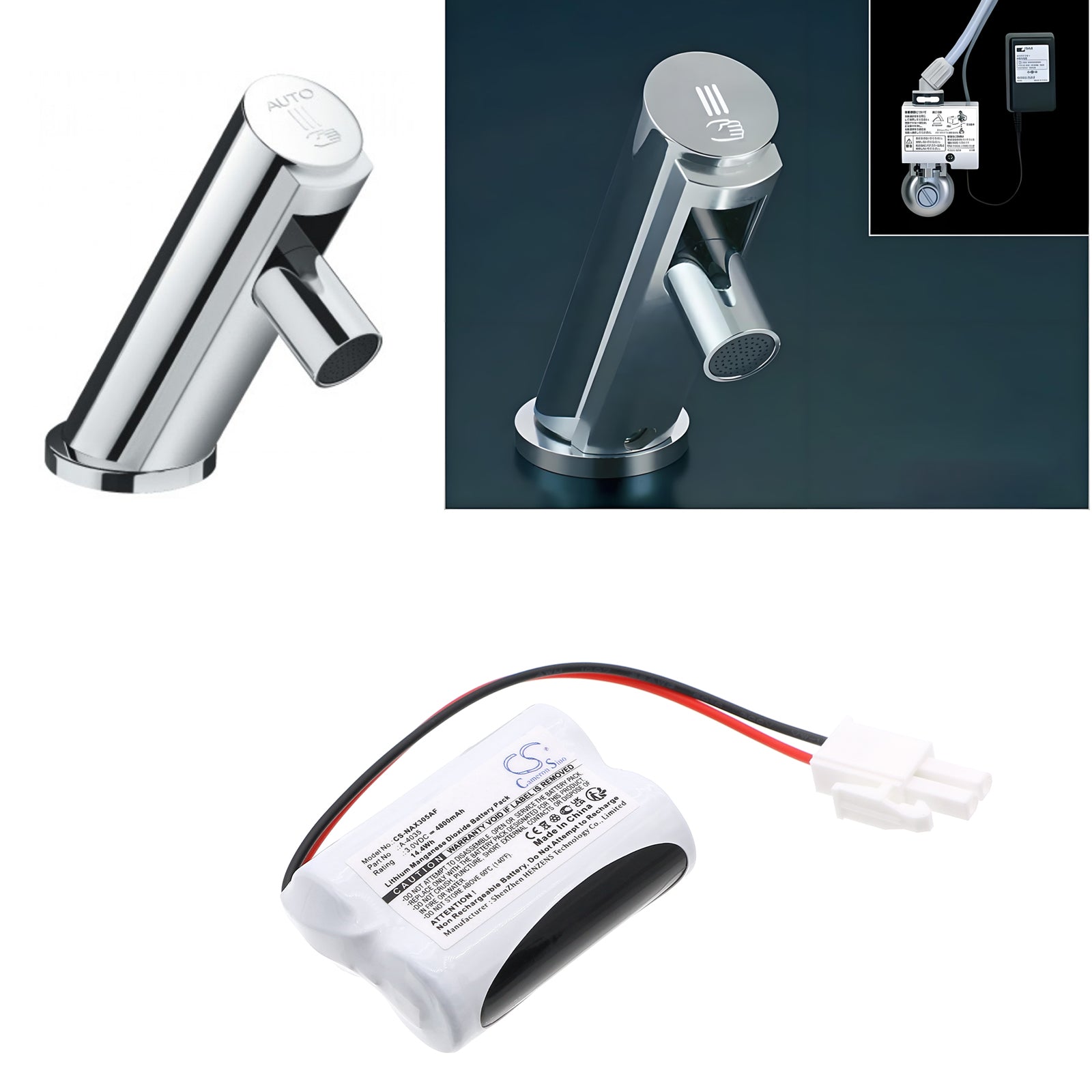 3V, Li-MnO2, 4800mAh, Battery fits INAX IN-AM-90, 14.4Wh Automatic Flusher Cameron Sino Technology Limited