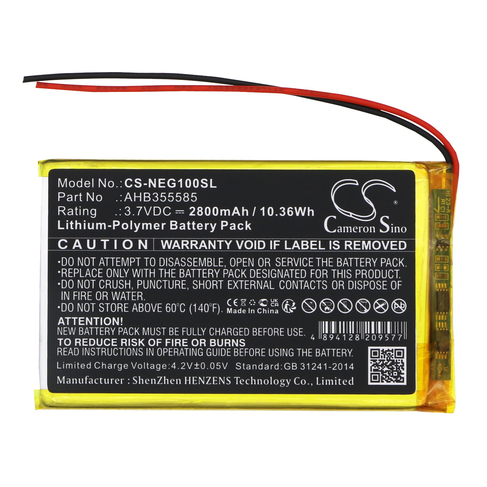 Li-Polymer, Game Console Battery fits Snk Neo Geo X Gold Handheld Consol, 3.7V, 2800mAh Game Console Cameron Sino Technology Limited