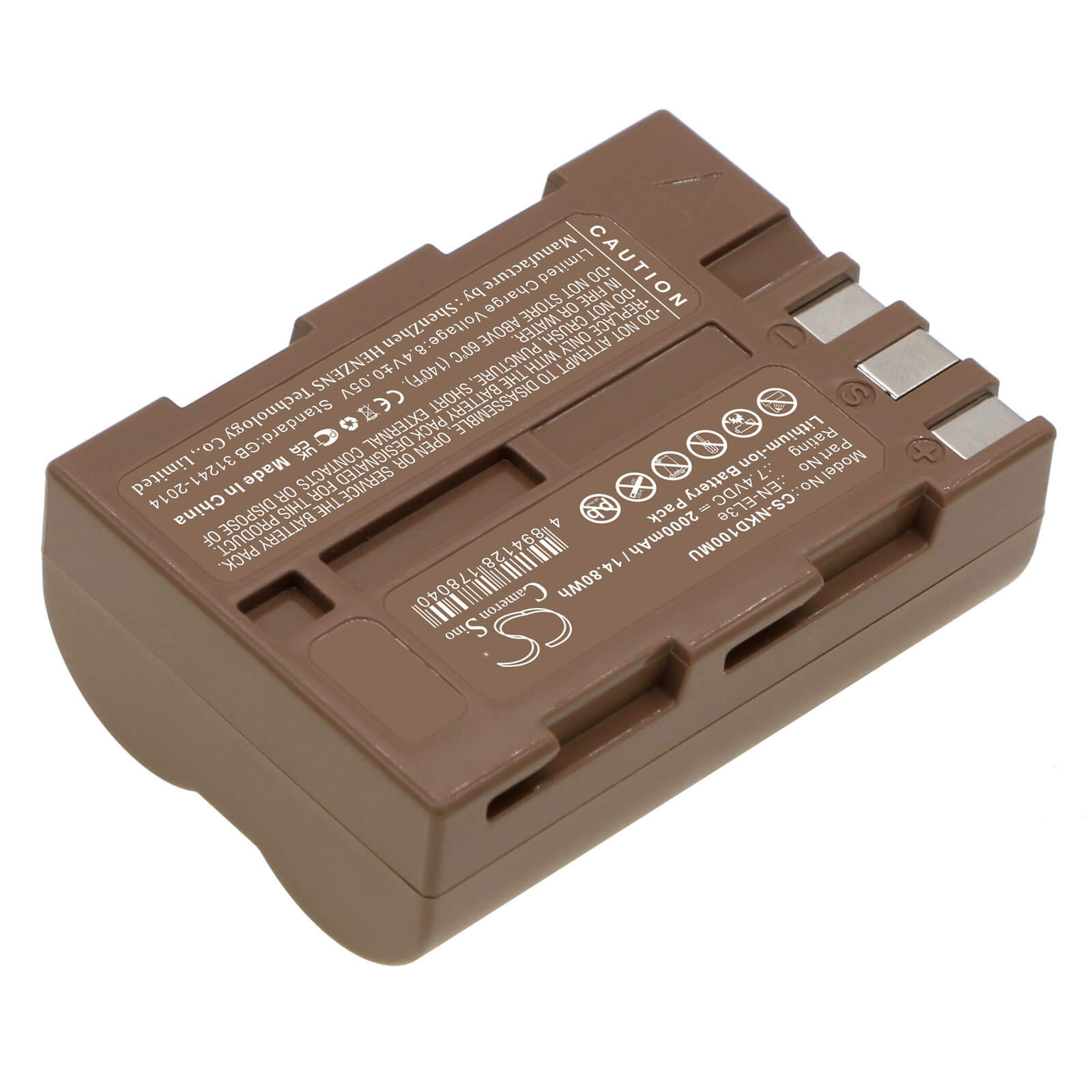 Li-ion Battery fits Nikon, D100, D200 7.4V, 2000mAh / 14.80Wh Camera Cameron Sino Technology Limited