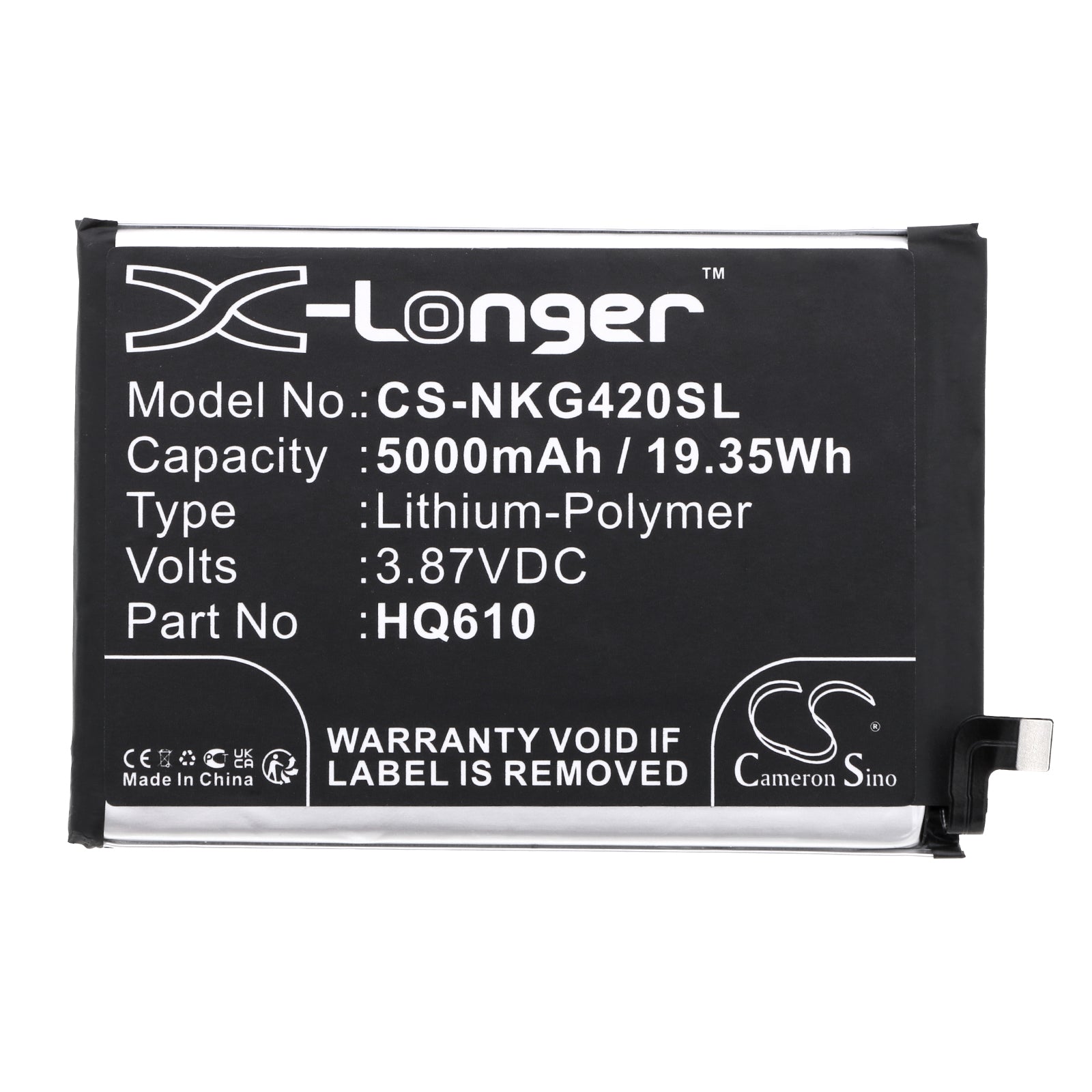 Li-Polymer, Mobile, SmartPhone Battery fits Nokia G42 5g, 3.87V, 5000mAh Mobile, SmartPhone Cameron Sino Technology Limited