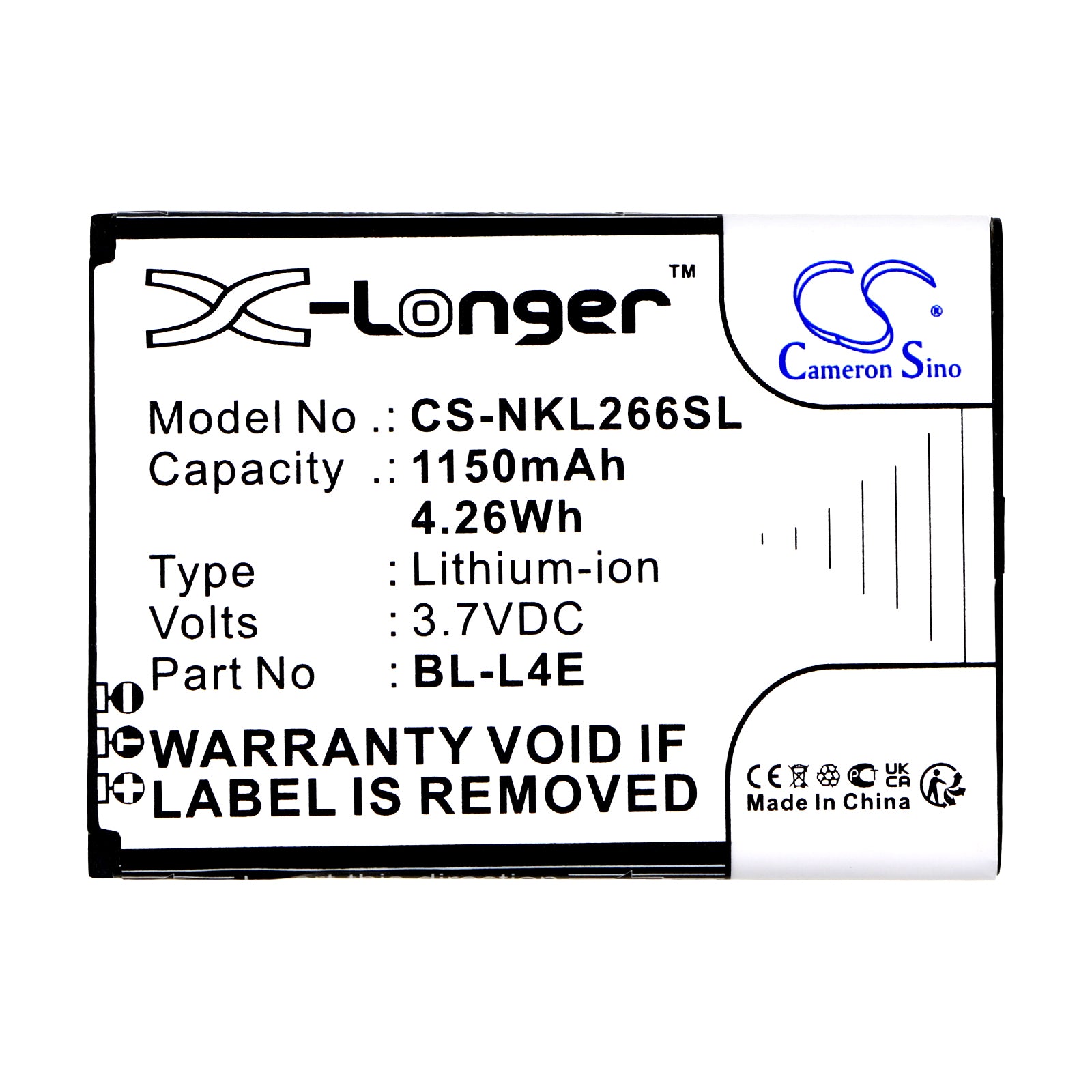 Li-ion, Mobile, SmartPhone Battery fits Nokia 2660 Flip 4g, 3.7V, 1150mAh Mobile, SmartPhone Cameron Sino Technology Limited