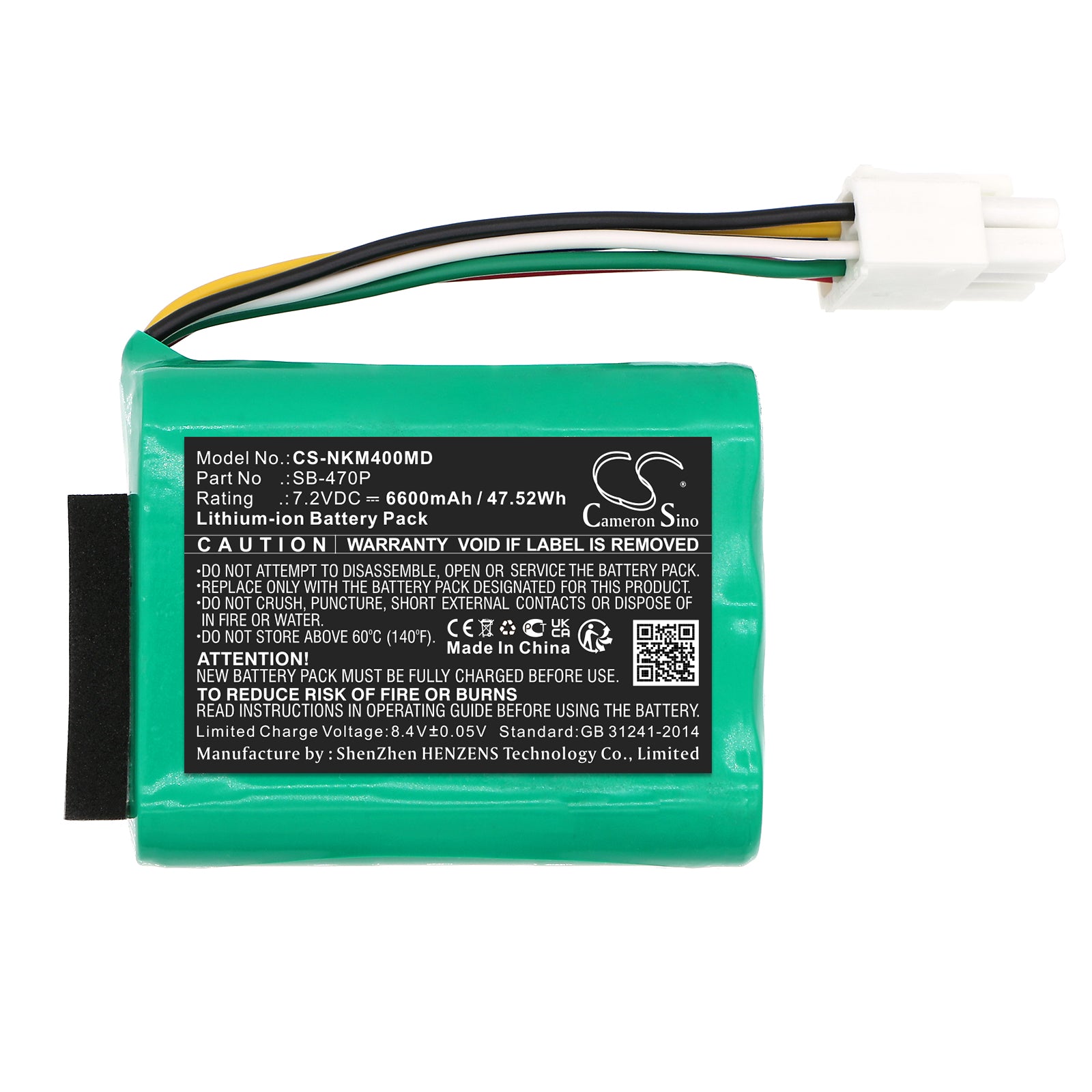Li-ion, Medical Battery fits Nihon Kohden Pvm-4000, Pvm-4761, 7.2V, 6600mAh Medical Cameron Sino Technology Limited