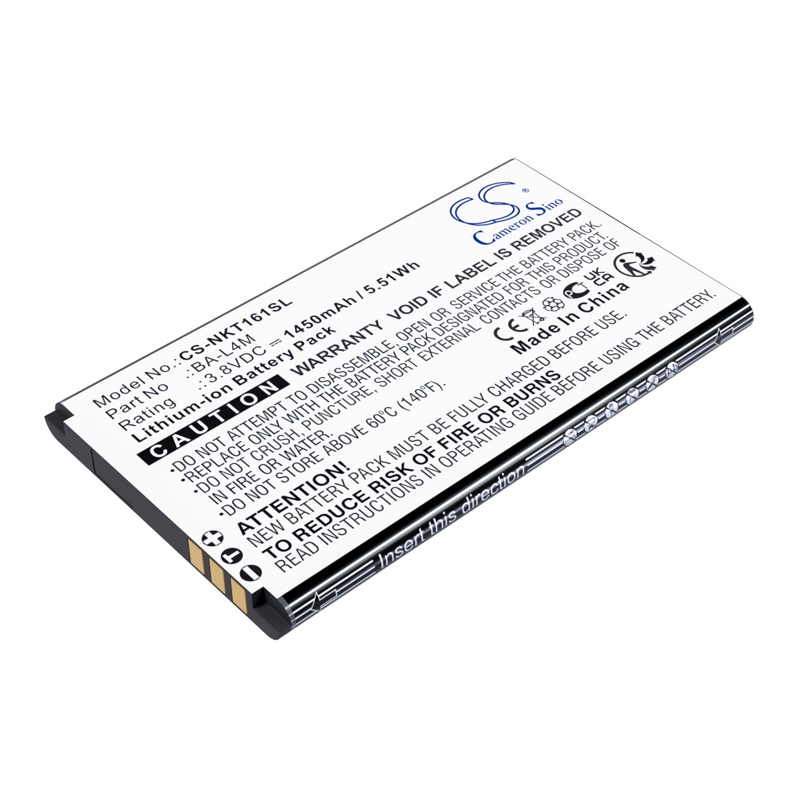 3.8V, Li-ion, 1450mAh, Battery fits Nokia 220 4G, 225, 5.51Wh Mobile, SmartPhone Cameron Sino Technology Limited