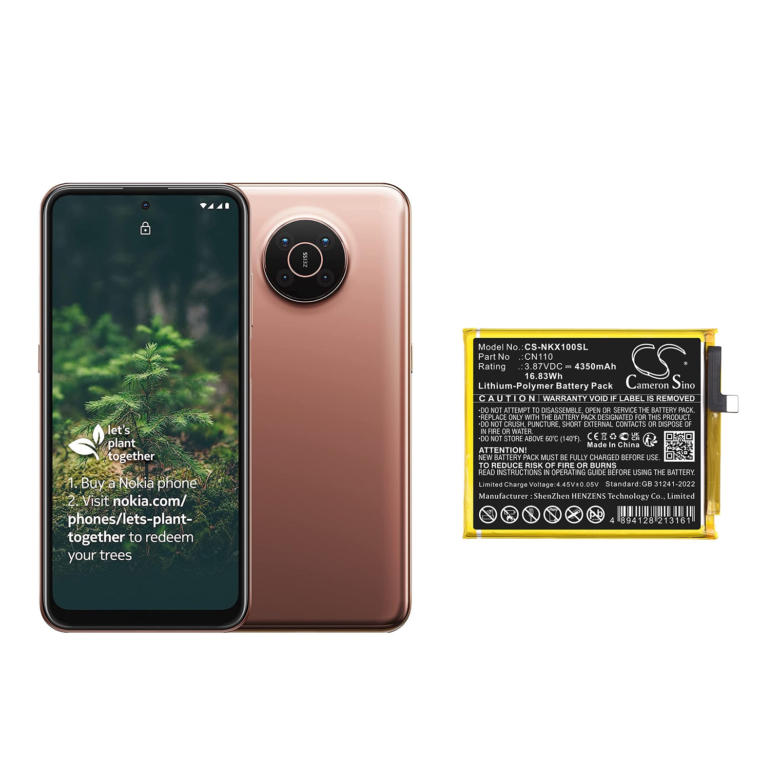 3.87V, Li-Polymer, 4350mAh, Battery fits Nokia CX10, TA-1332, 16.83Wh Mobile, SmartPhone Cameron Sino Technology Limited
