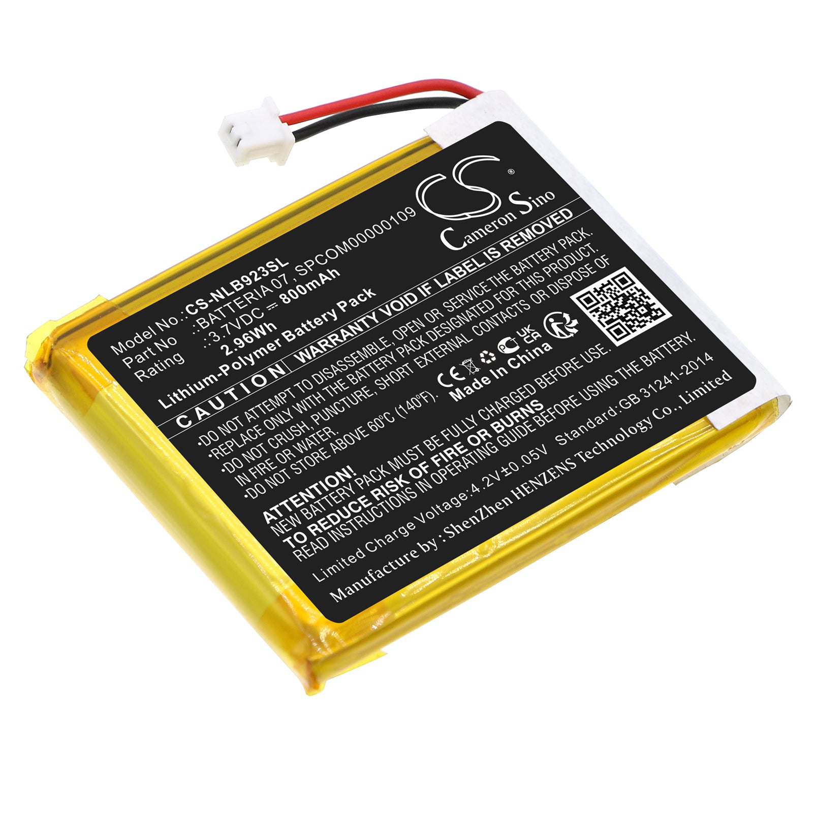 Li-Polymer, Wireless Headset Battery fits Nolan N-com B902 L (2023), N-com B902 R (2023), 3.7V, 800mAh Wireless Headset Cameron Sino Technology Limited