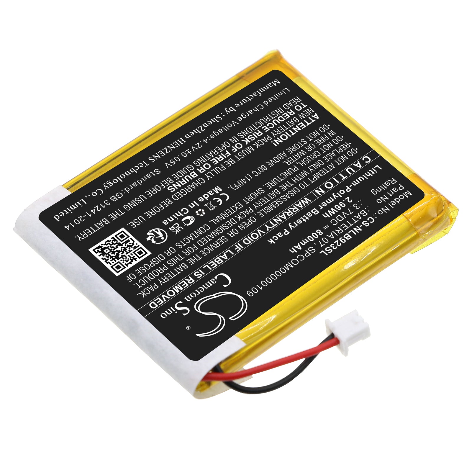 Li-Polymer, Wireless Headset Battery fits Nolan N-com B902 L (2023), N-com B902 R (2023), 3.7V, 800mAh Wireless Headset Cameron Sino Technology Limited