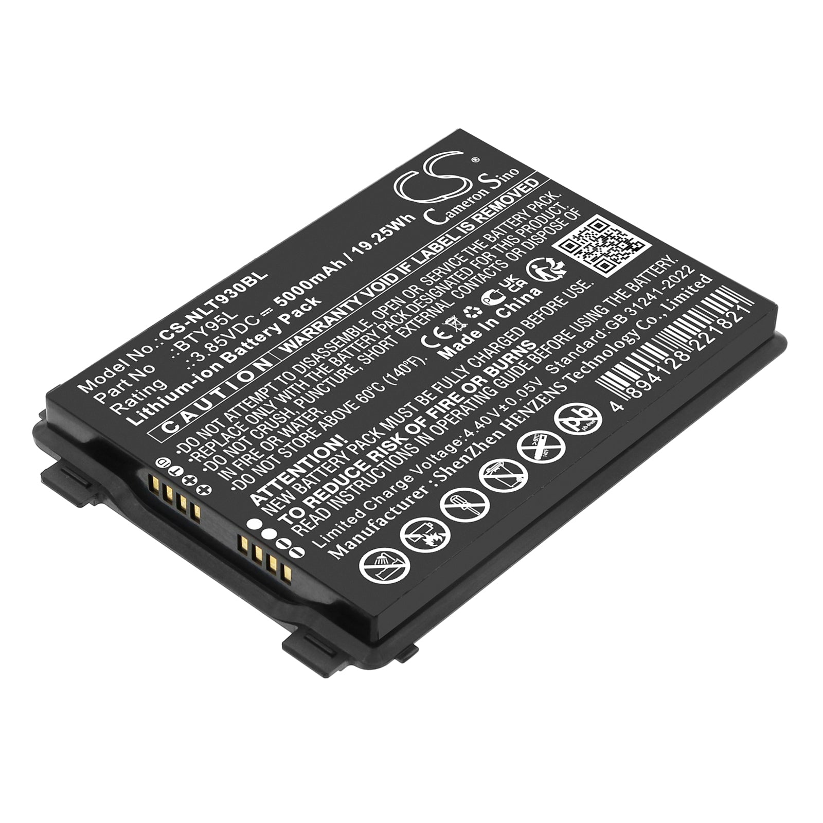 3.85V, Li-ion, 5000mAh, Battery fits Newland MT93, MT93 Megattera, 19.25Wh Barcode Scanner Cameron Sino Technology Limited