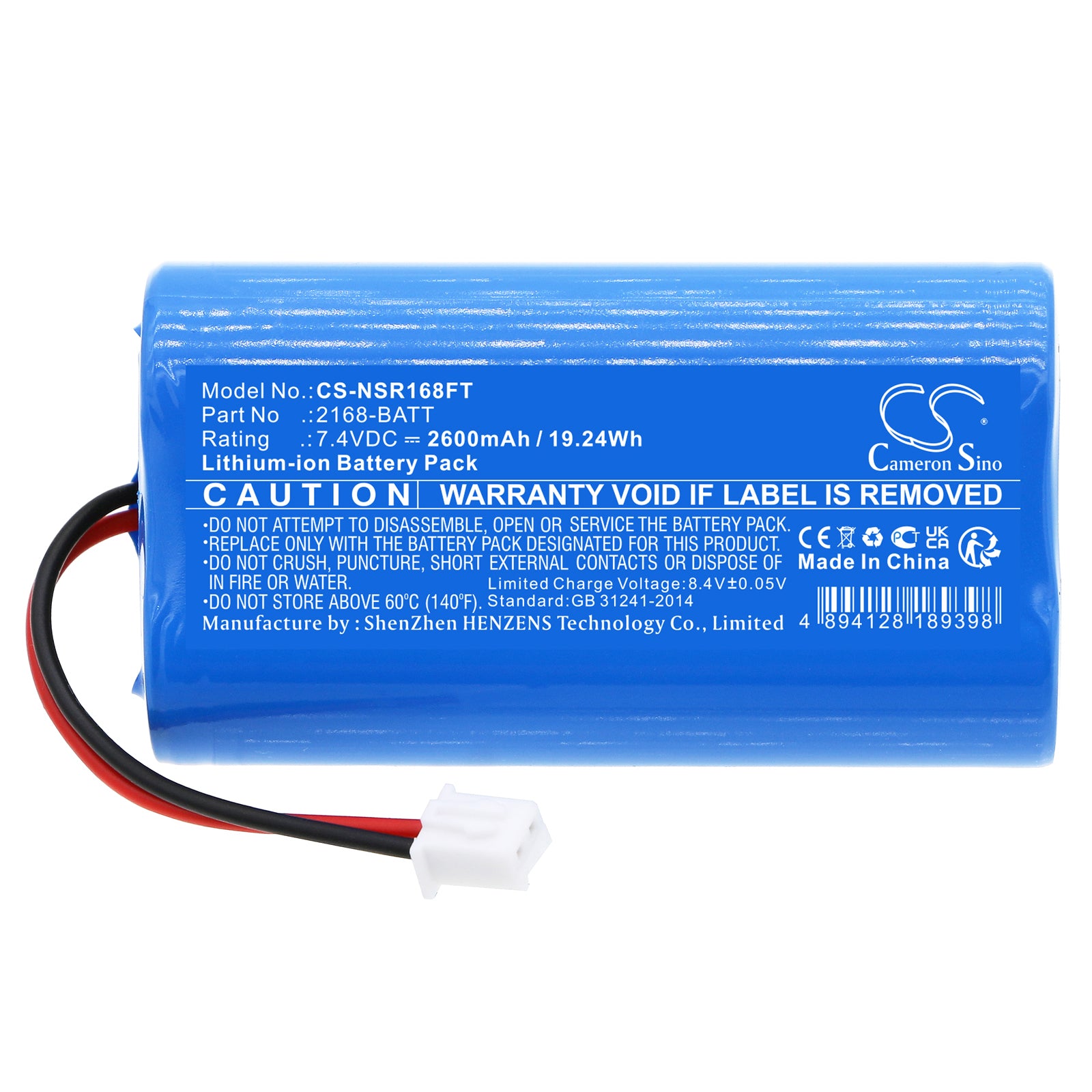 Li-ion, Flashlight Battery fits Nightstick Nsr-2168, 7.4V, 2600mAh Flashlight Cameron Sino Technology Limited