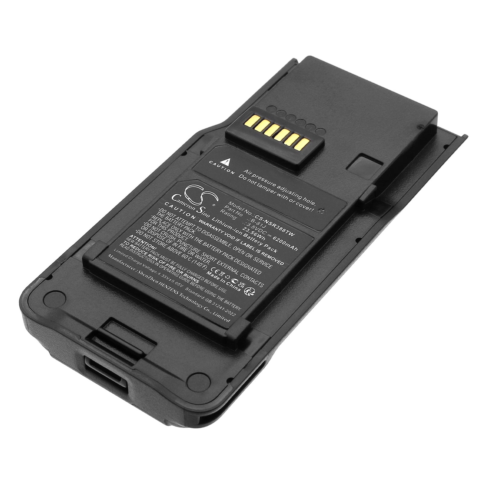 3.8V, Li-ion, 6200mAh, Battery fits Inrico S380, 23.56Wh Two-Way Radio Cameron Sino Technology Limited