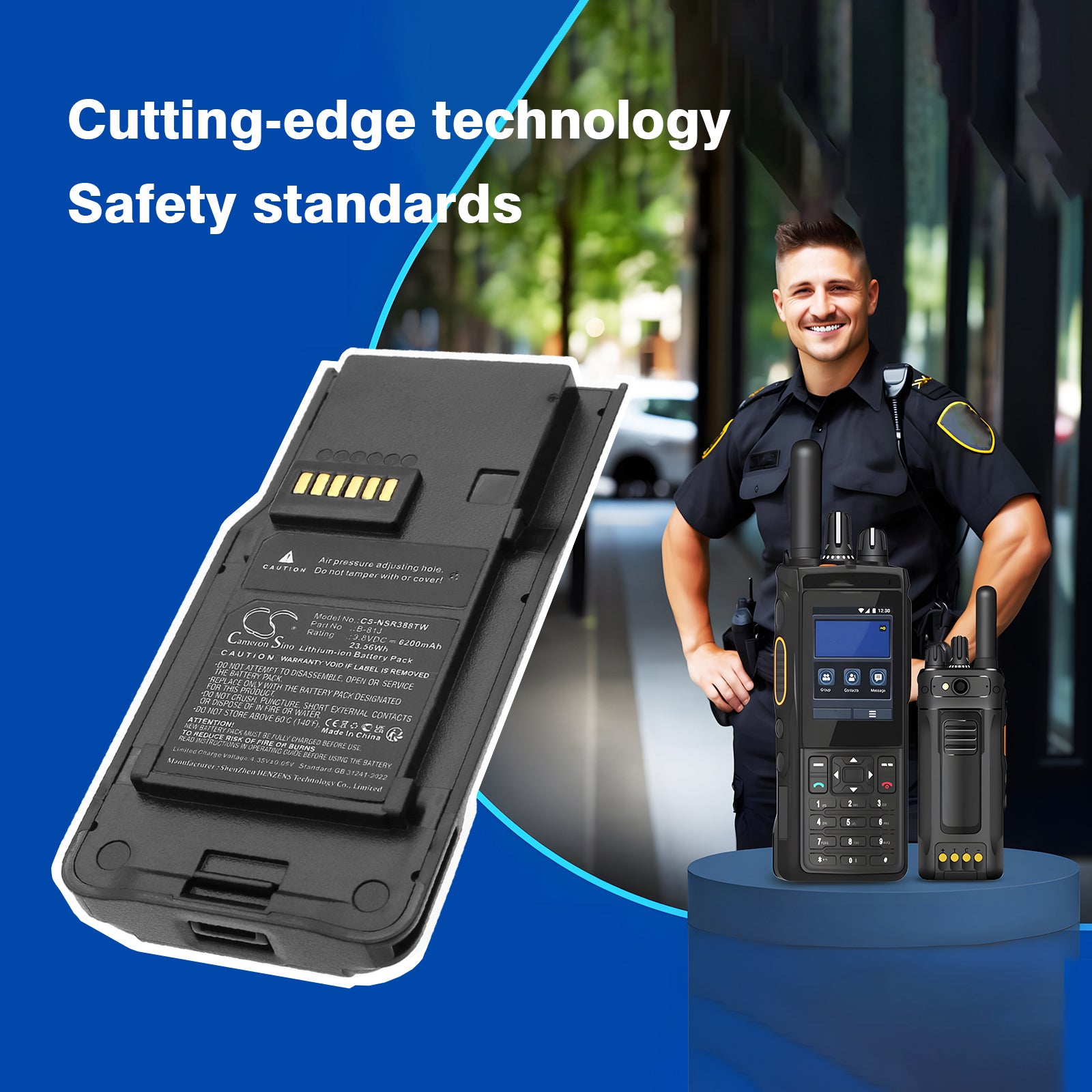 3.8V, Li-ion, 6200mAh, Battery fits Inrico S380, 23.56Wh Two-Way Radio Cameron Sino Technology Limited