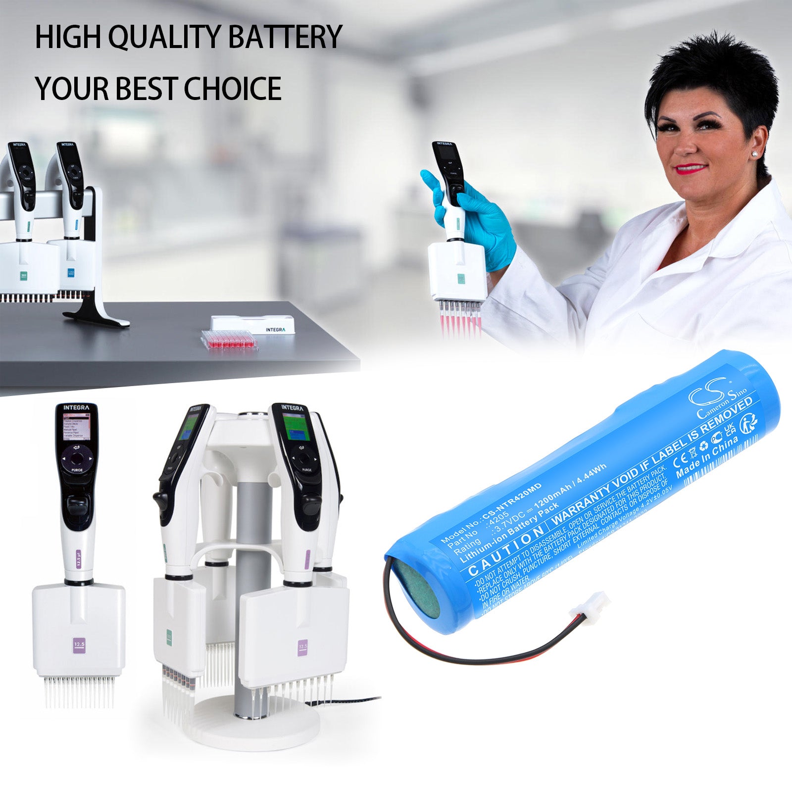 3.7V, Li-ion, 1200mAh, Battery fits Integra 8 Channel 12 Channel VIAFLO, 12 Channel VOYAGER, 4.44Wh Medical Cameron Sino Technology Limited
