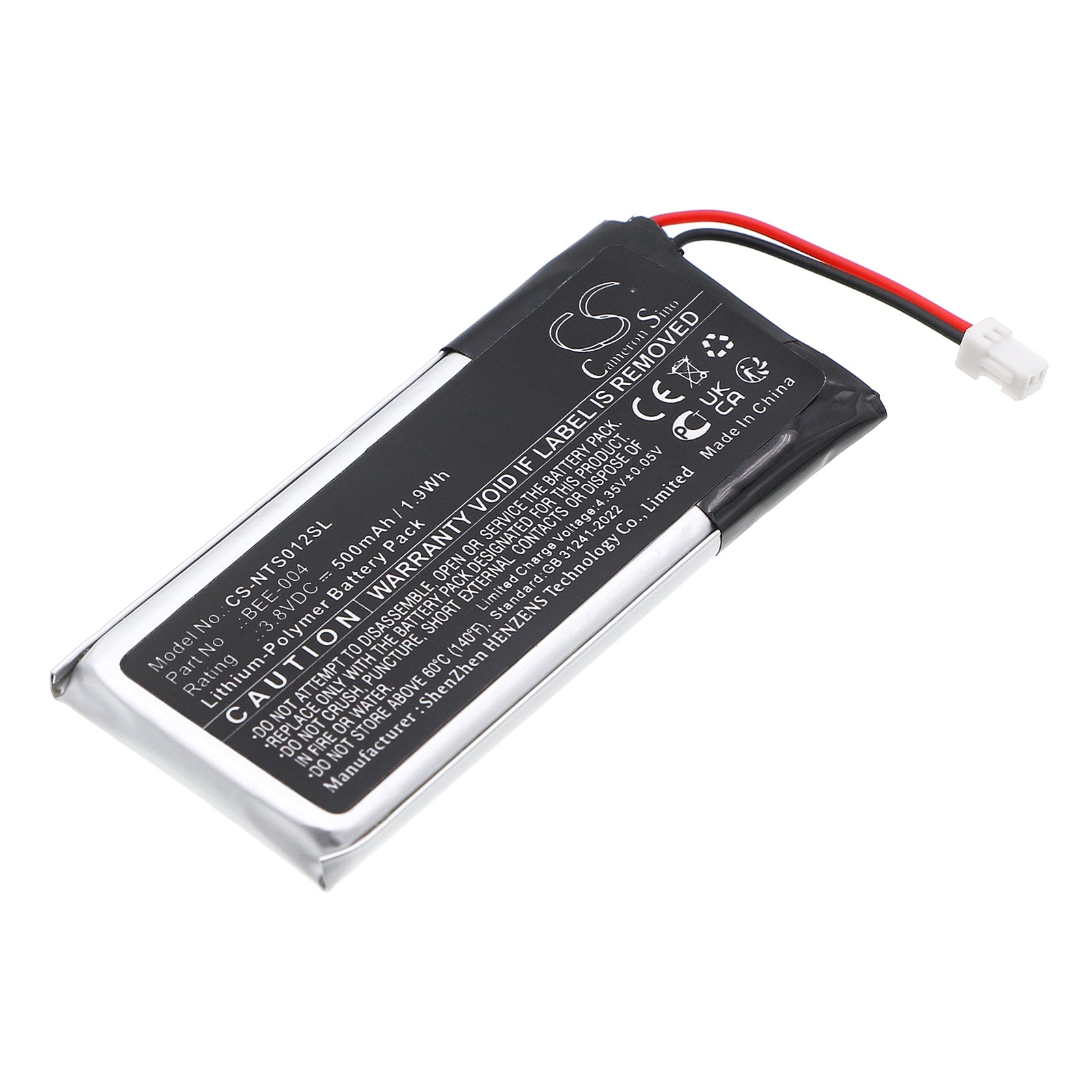 3.8V, Li-Polymer, 500mAh, Battery fits Nintendo BBE 012, BBE-012, 1.9Wh Game Console Cameron Sino Technology Limited