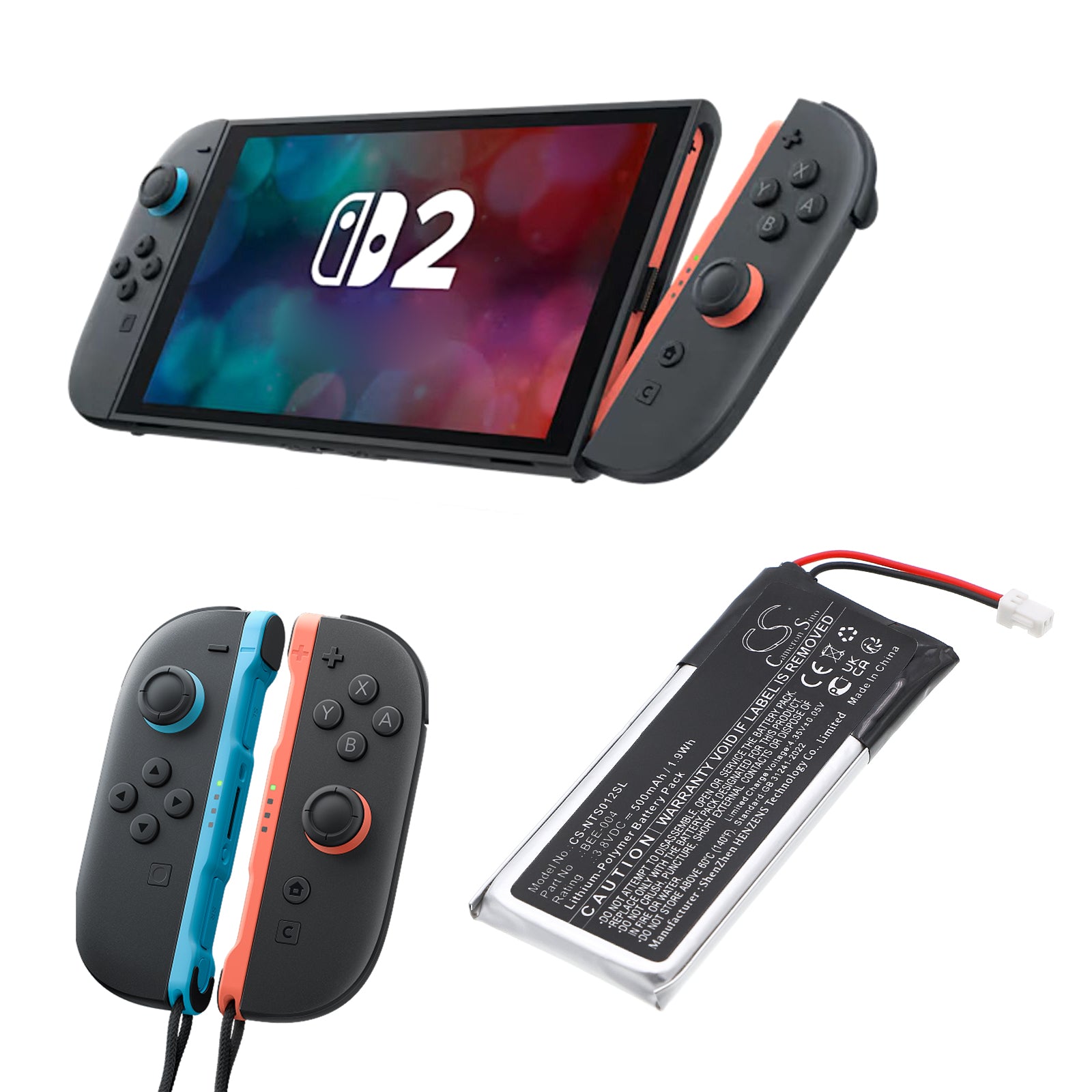 3.8V, Li-Polymer, 500mAh, Battery fits Nintendo BBE 012, BBE-012, 1.9Wh Game Console Cameron Sino Technology Limited