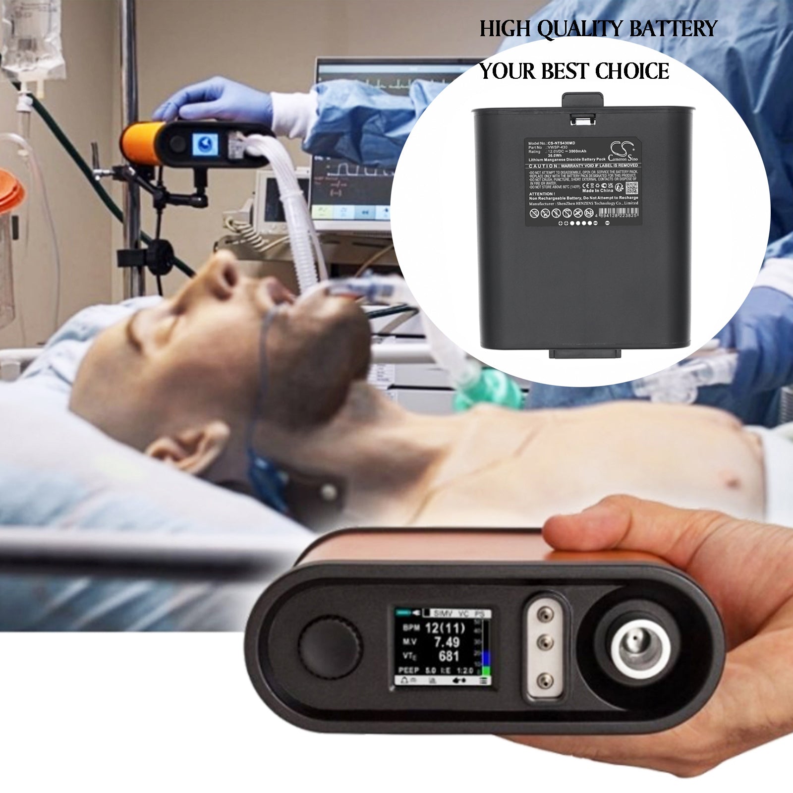 12V, Li-MnO2, 3000mAh, Battery fits Inovytec VWSP-100, VWSP-430, 36Wh Medical Cameron Sino Technology Limited