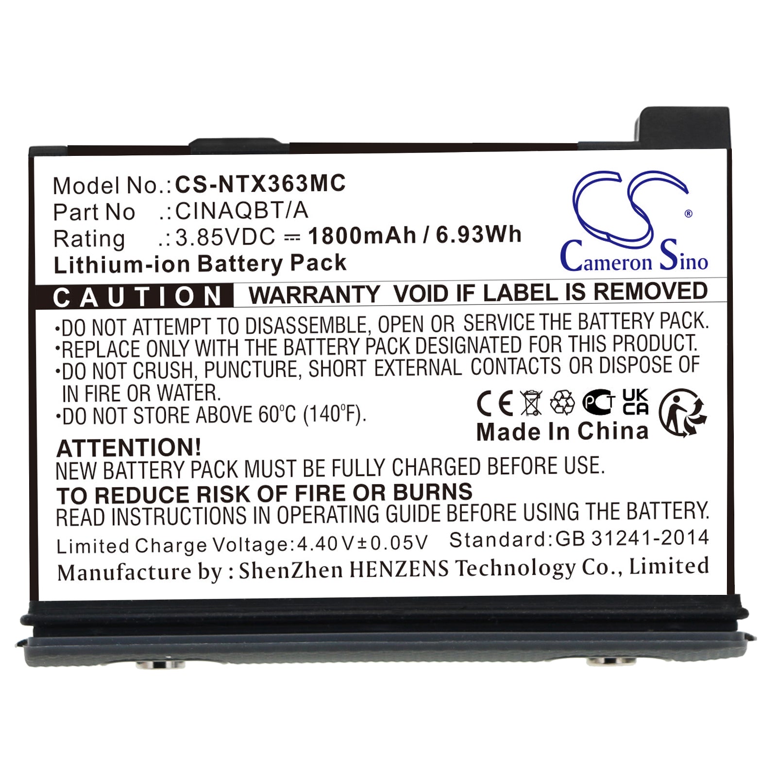 Li-ion, Camera Battery fits Insta360 One X3, 3.85V, 1800mAh Camera Cameron Sino Technology Limited