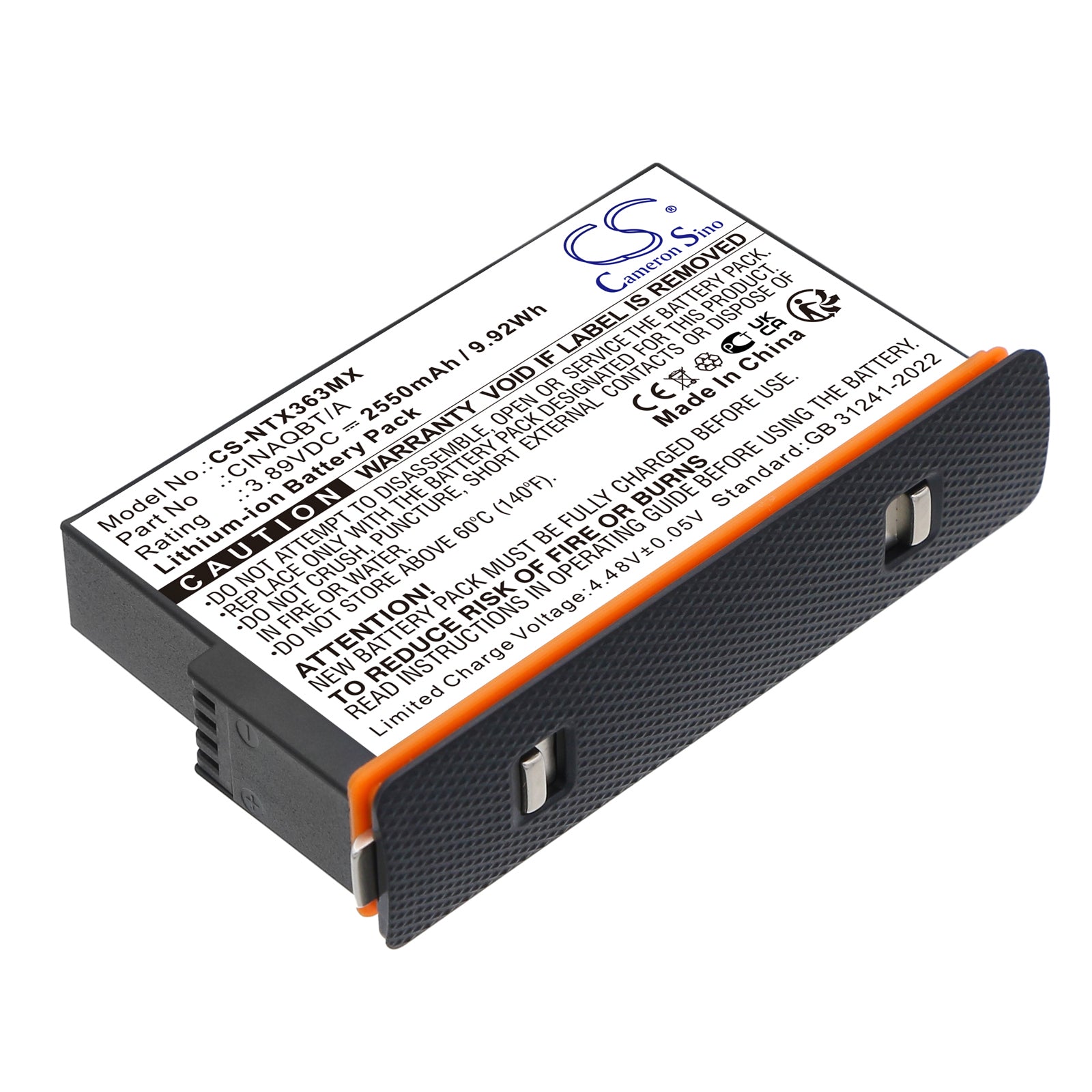 3.89V, Li-ion, 2550mAh, Battery fits Insta360 One X3, 9.92Wh Camera Cameron Sino Technology Limited
