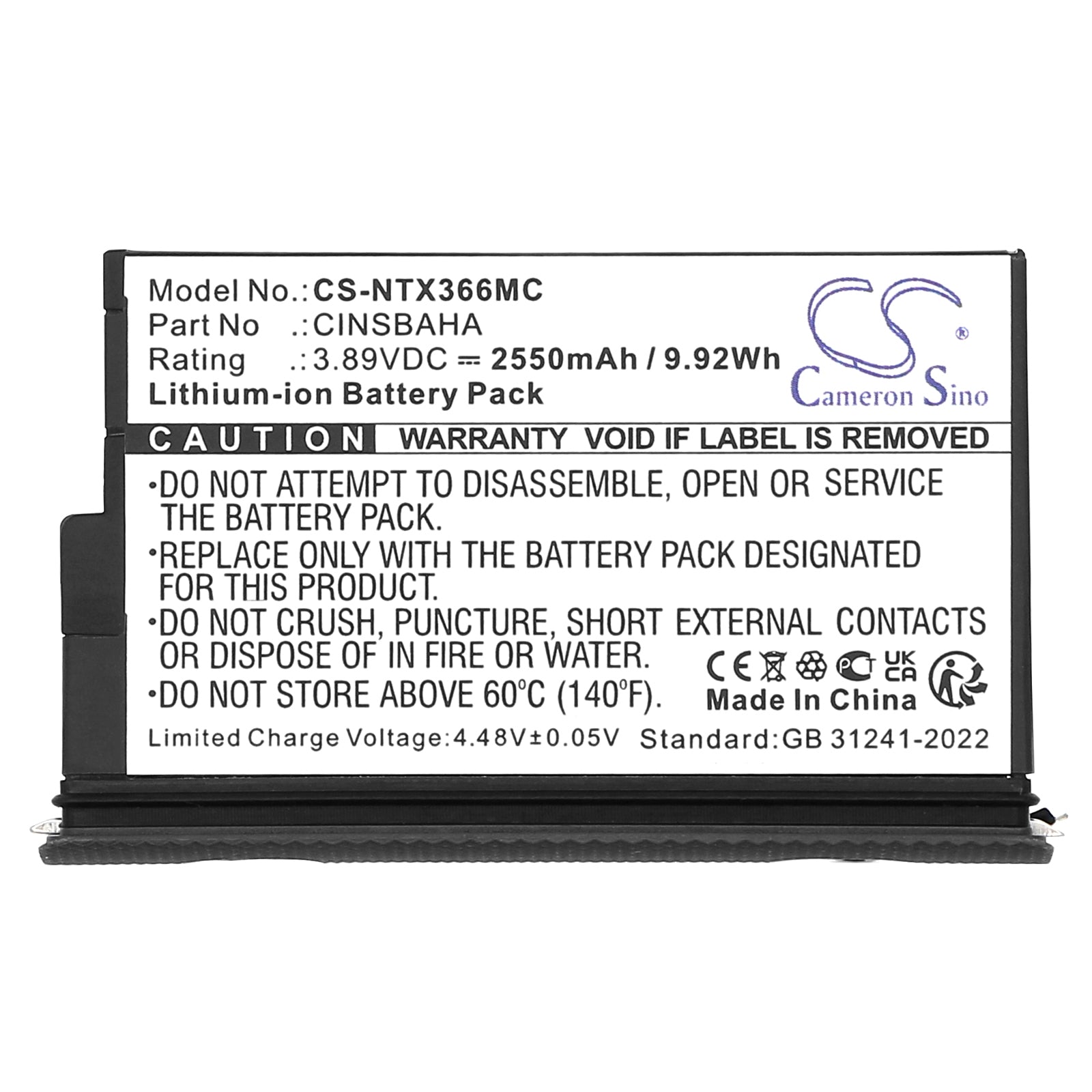 3.89V, Li-ion, 2550mAh, Battery fits Insta360 One X5, 9.92Wh Camera Cameron Sino Technology Limited
