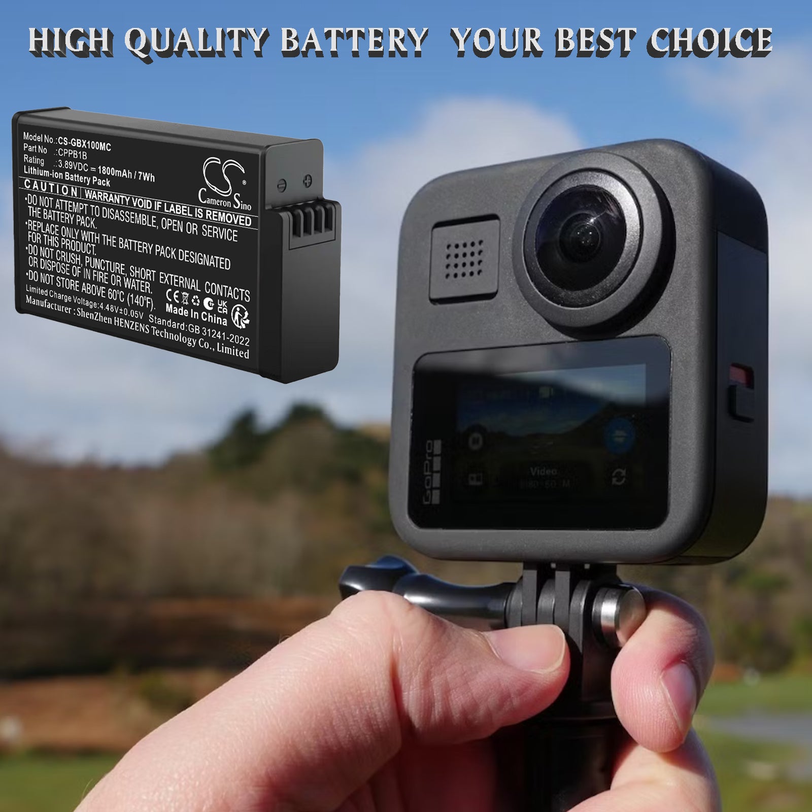 3.89V, Li-ion, 2000mAh, Battery fits Insta360 X4 Air, 7.78Wh Camera Cameron Sino Technology Limited