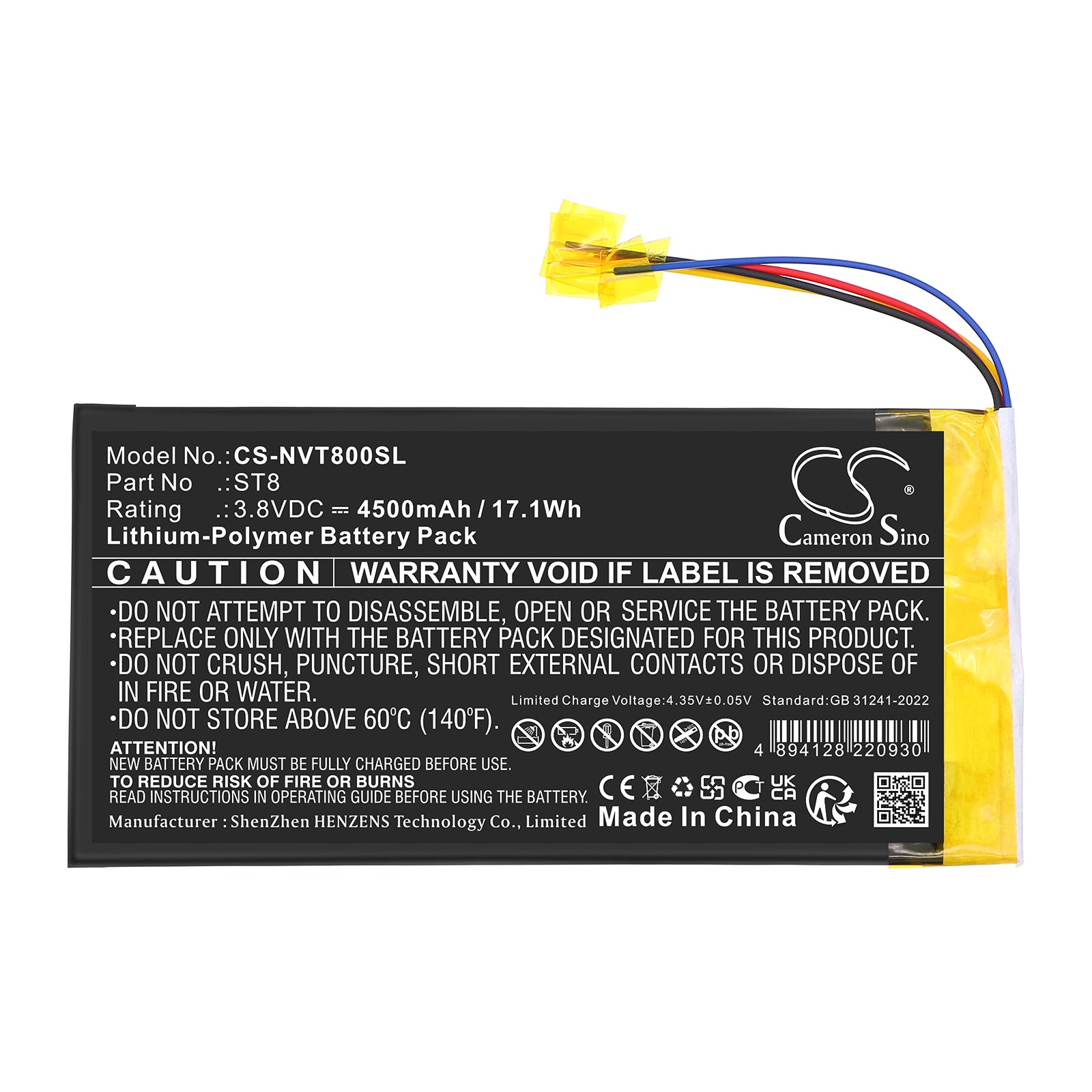 3.8V, Li-Polymer, 4500mAh, Battery fits Nvidia Shield K1, Shield P1761W, 17.1Wh Tablet Cameron Sino Technology Limited