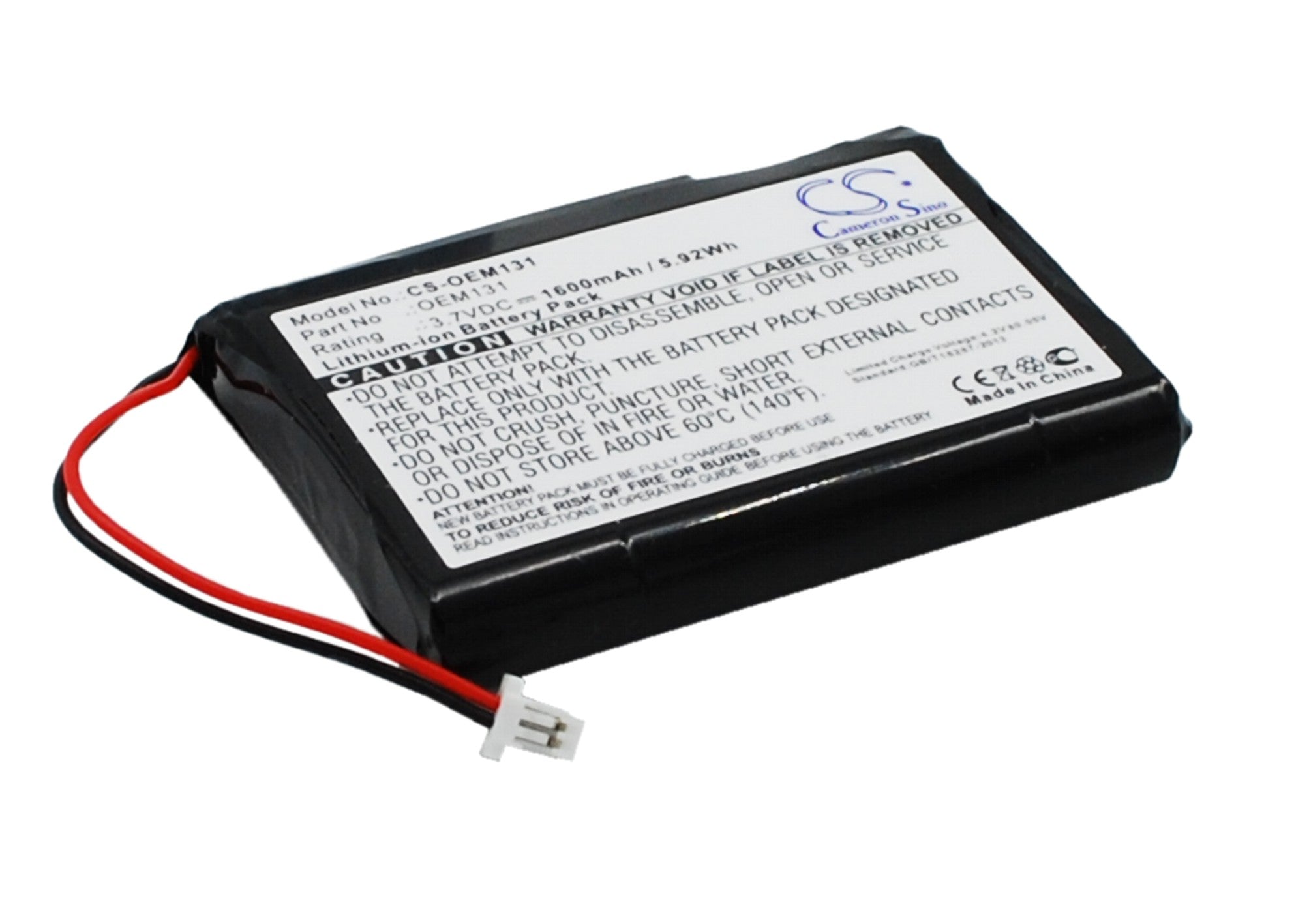 Li-ion, Battery Pack Battery fits Cameron Sino Technologies, 3.7V, 1600mAh Battery Pack Cameron Sino Technology Limited