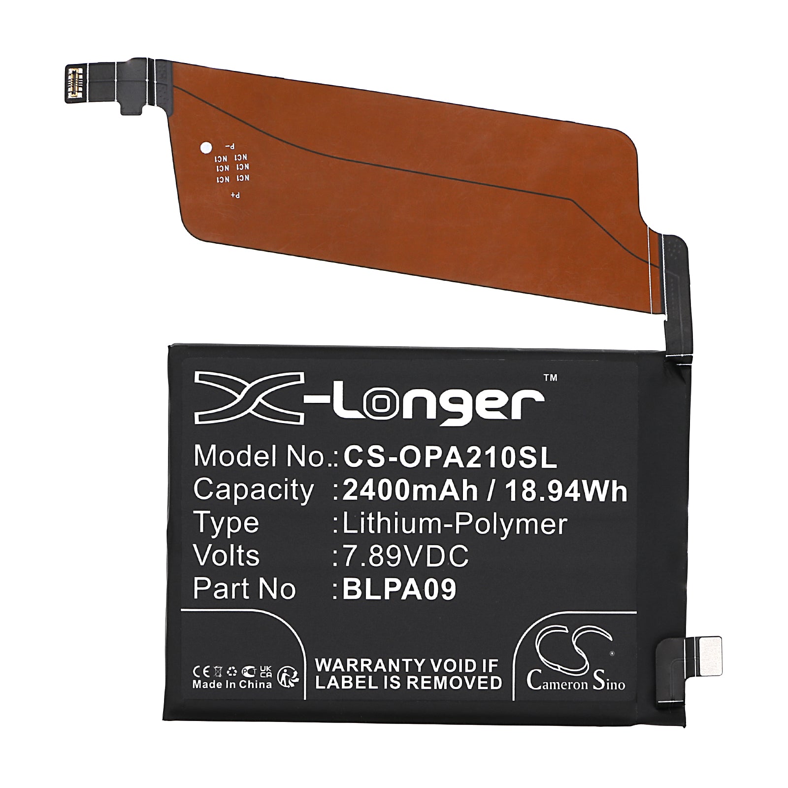 Li-Polymer, Mobile, SmartPhone Battery fits Oneplus Ace 2 Pro, 7.89V, 2400mAh Mobile, SmartPhone Cameron Sino Technology Limited