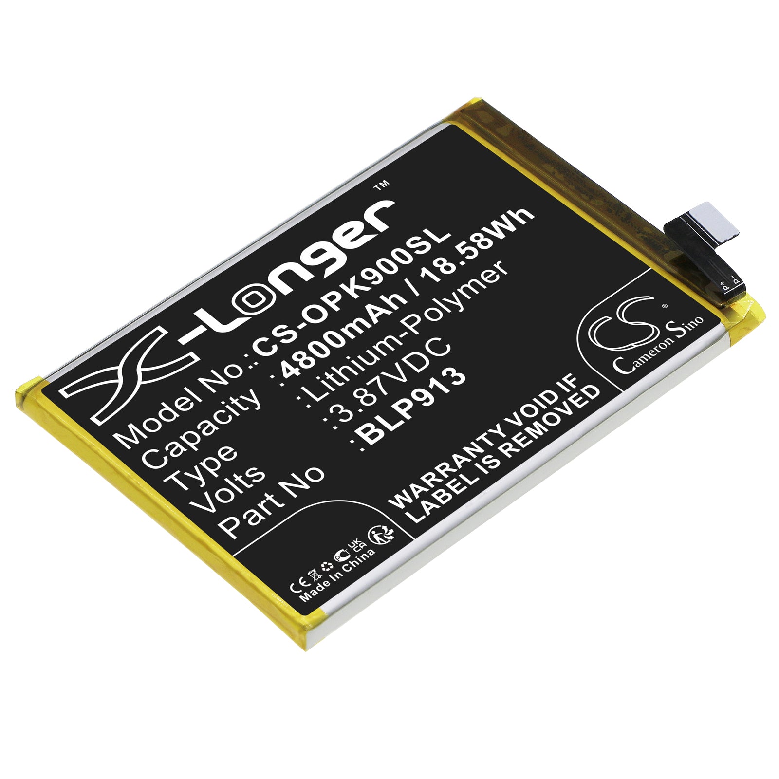 Li-Polymer, Mobile, SmartPhone Battery fits Oppo K9x, K9x 5g 2021, 3.87V, 4800mAh Mobile, SmartPhone Cameron Sino Technology Limited