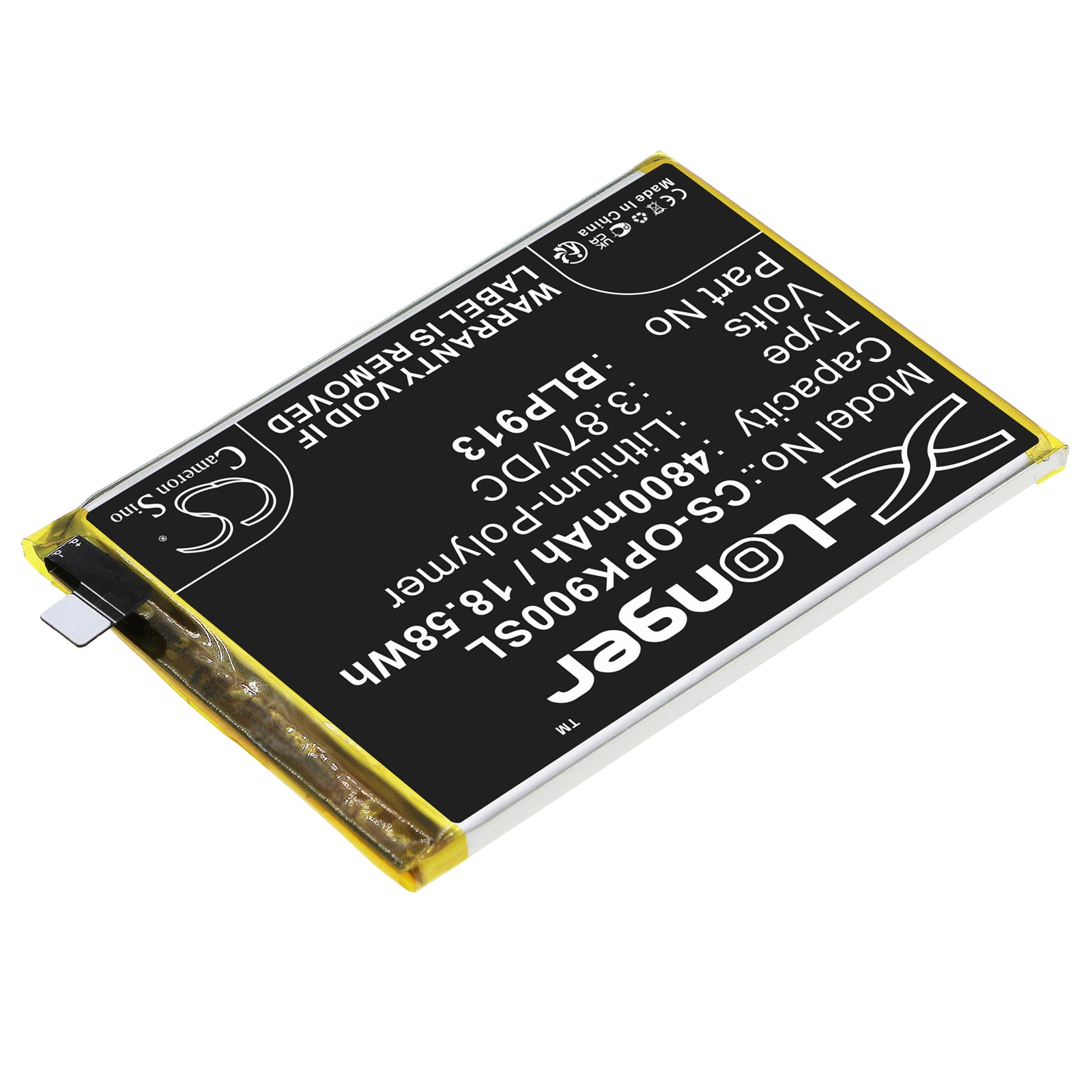 Li-Polymer, Mobile, SmartPhone Battery fits Oppo K9x, K9x 5g 2021, 3.87V, 4800mAh Mobile, SmartPhone Cameron Sino Technology Limited