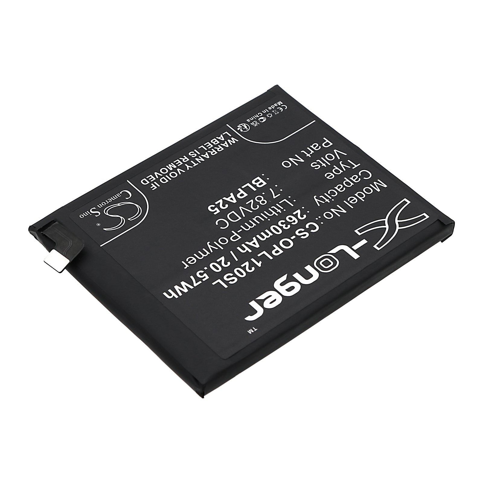 Li-Polymer, Mobile, SmartPhone Battery fits Oneplus 12, Pjd110, 7.82V, 2630mAh Mobile, SmartPhone Cameron Sino Technology Limited