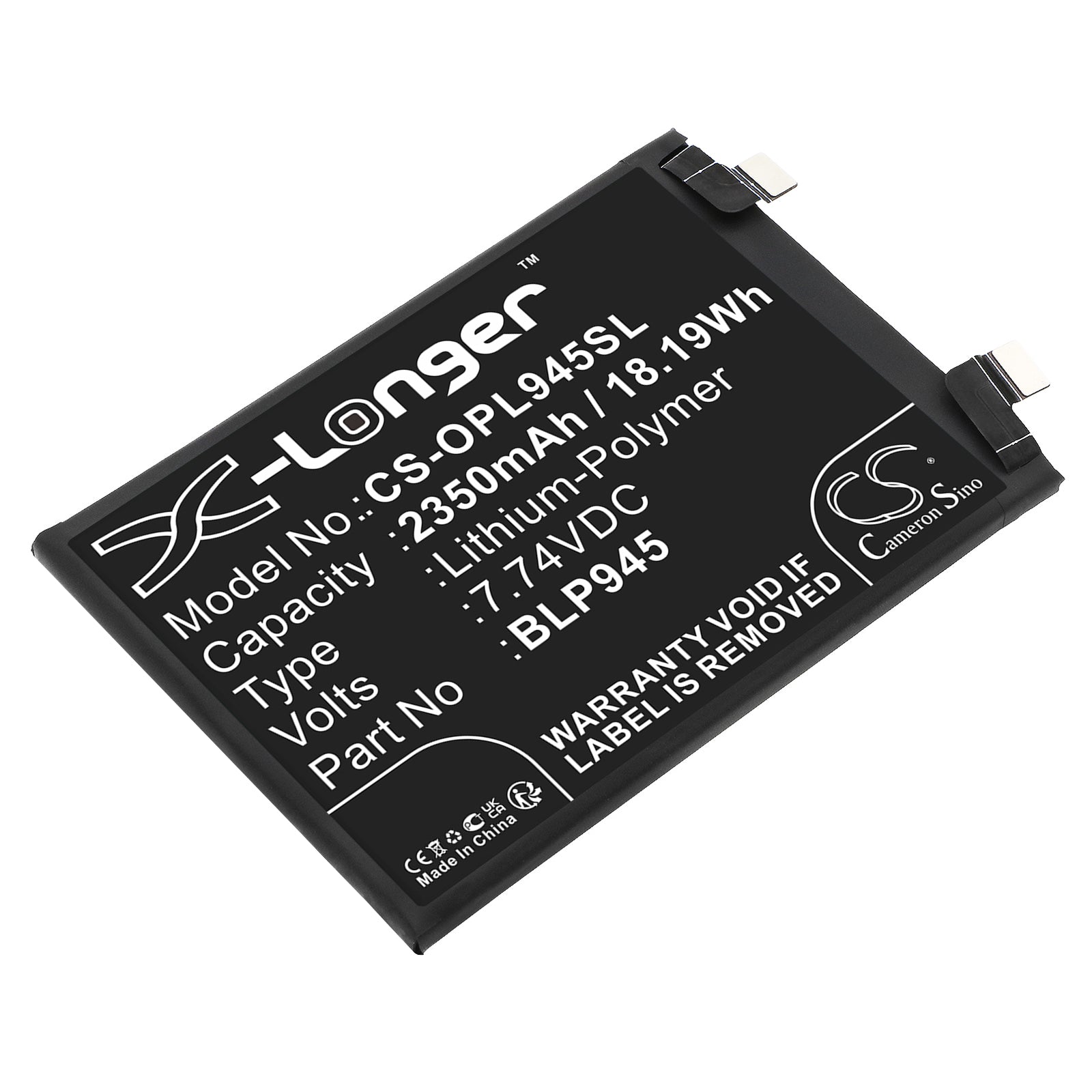 Li-Polymer, Mobile, SmartPhone Battery fits Oneplus 10t 5g, Ace Pro, 7.74V, 2350mAh Mobile, SmartPhone Cameron Sino Technology Limited