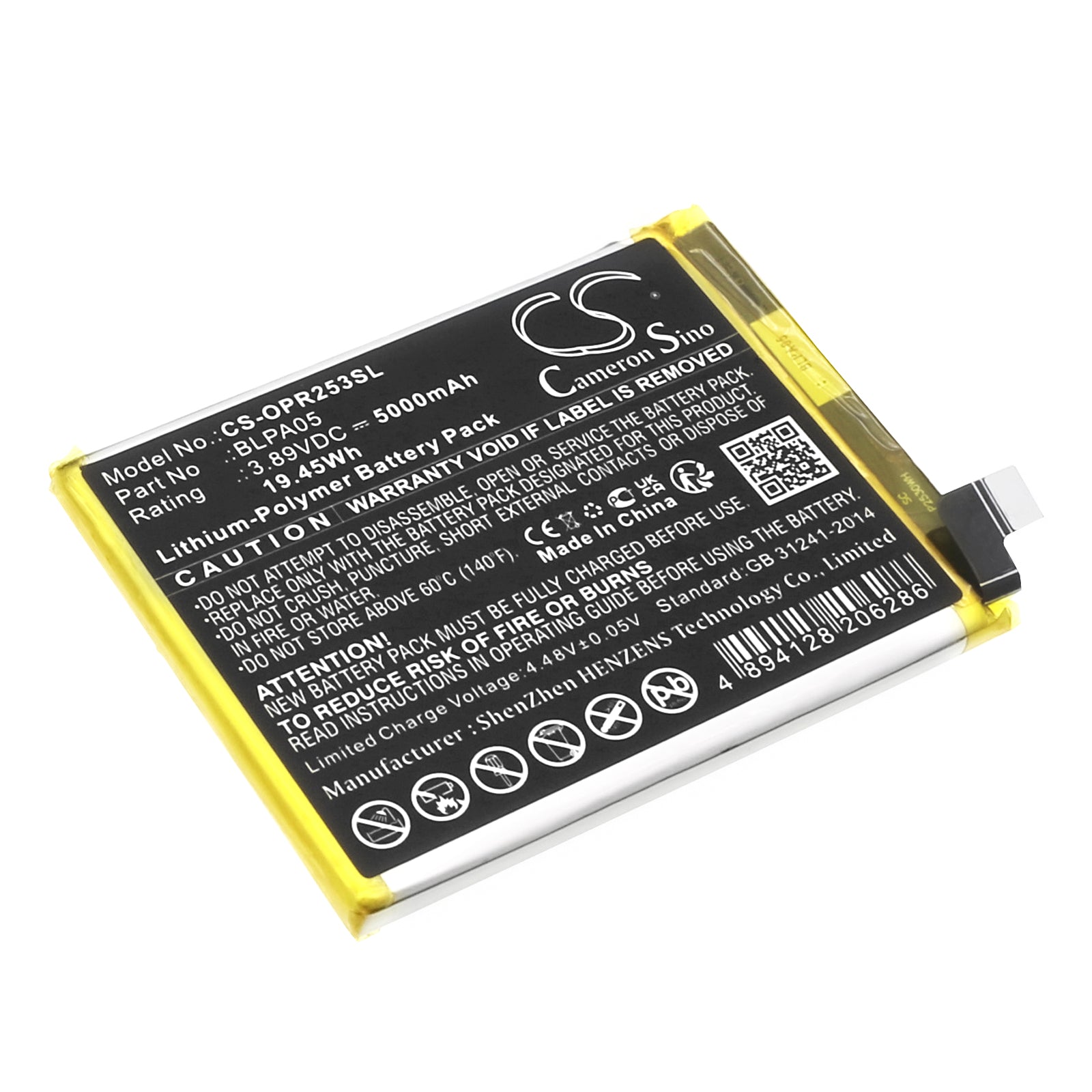 Li-Polymer, Mobile, SmartPhone Battery fits Oppo Cph2531, Reno 10 5g, 3.89V, 5000mAh Mobile, SmartPhone Cameron Sino Technology Limited