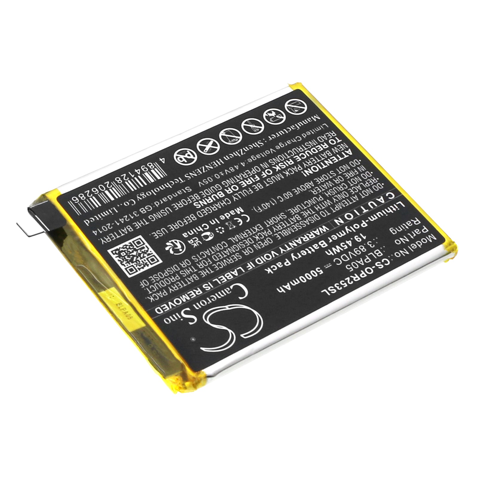 Li-Polymer, Mobile, SmartPhone Battery fits Oppo Cph2531, Reno 10 5g, 3.89V, 5000mAh Mobile, SmartPhone Cameron Sino Technology Limited