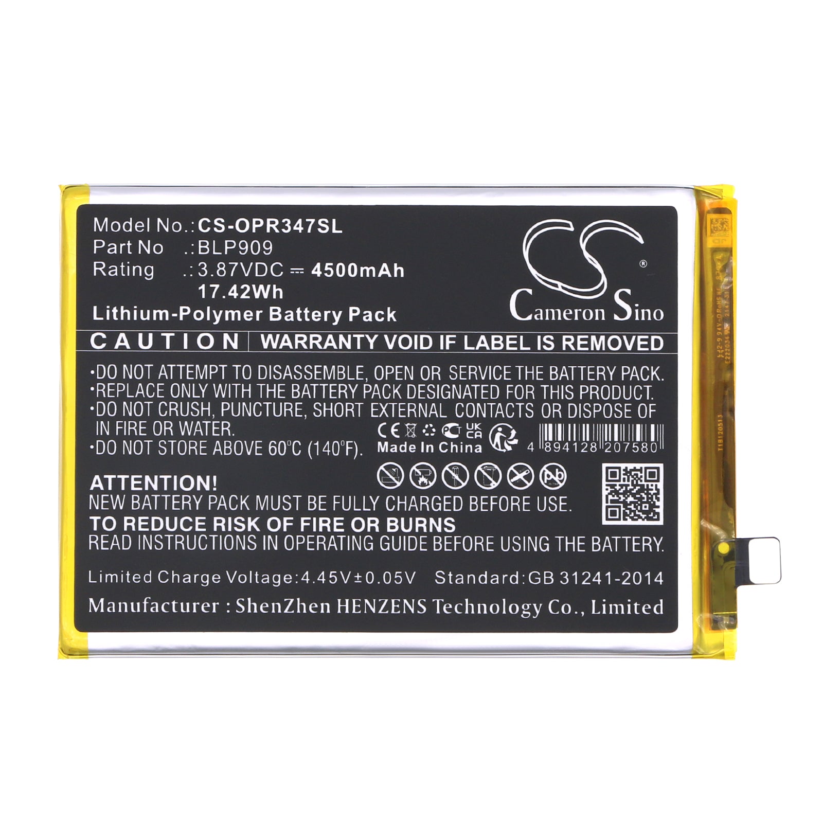 Li-Polymer, Mobile, SmartPhone Battery fits Oppo 9 5g 2022, Realme 9, 3.87V, 4500mAh Mobile, SmartPhone Cameron Sino Technology Limited