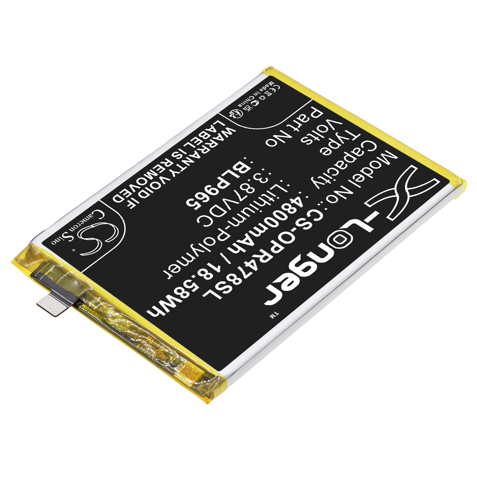 Li-Polymer, Mobile, SmartPhone Battery fits Oppo K10x 5g, Pggm10, 3.87V, 4800mAh Mobile, SmartPhone Cameron Sino Technology Limited