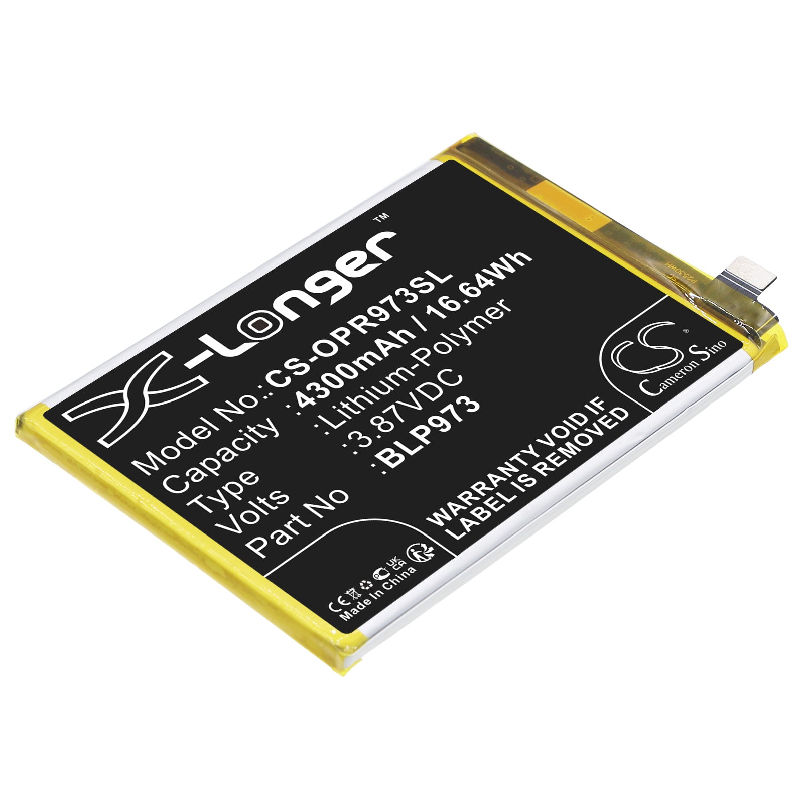 Li-Polymer, Mobile, SmartPhone Battery fits Oppo Pgx110, Phm110, 3.87V, 4300mAh Mobile, SmartPhone Cameron Sino Technology Limited