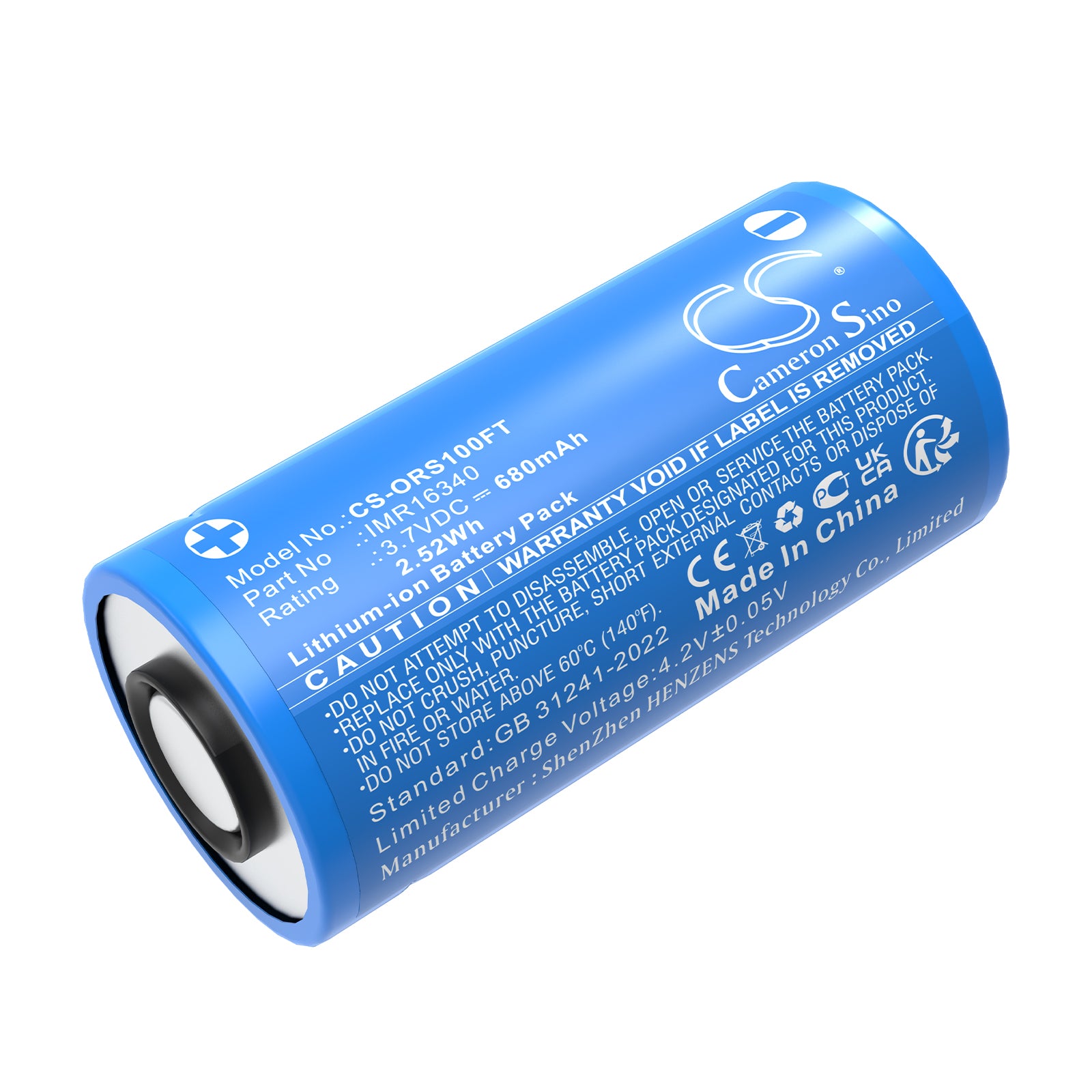 3.7V, Li-ion, 680mAh, Battery fits Olight Baton 3, Perun Mini, 2.52Wh Flashlight Cameron Sino Technology Limited