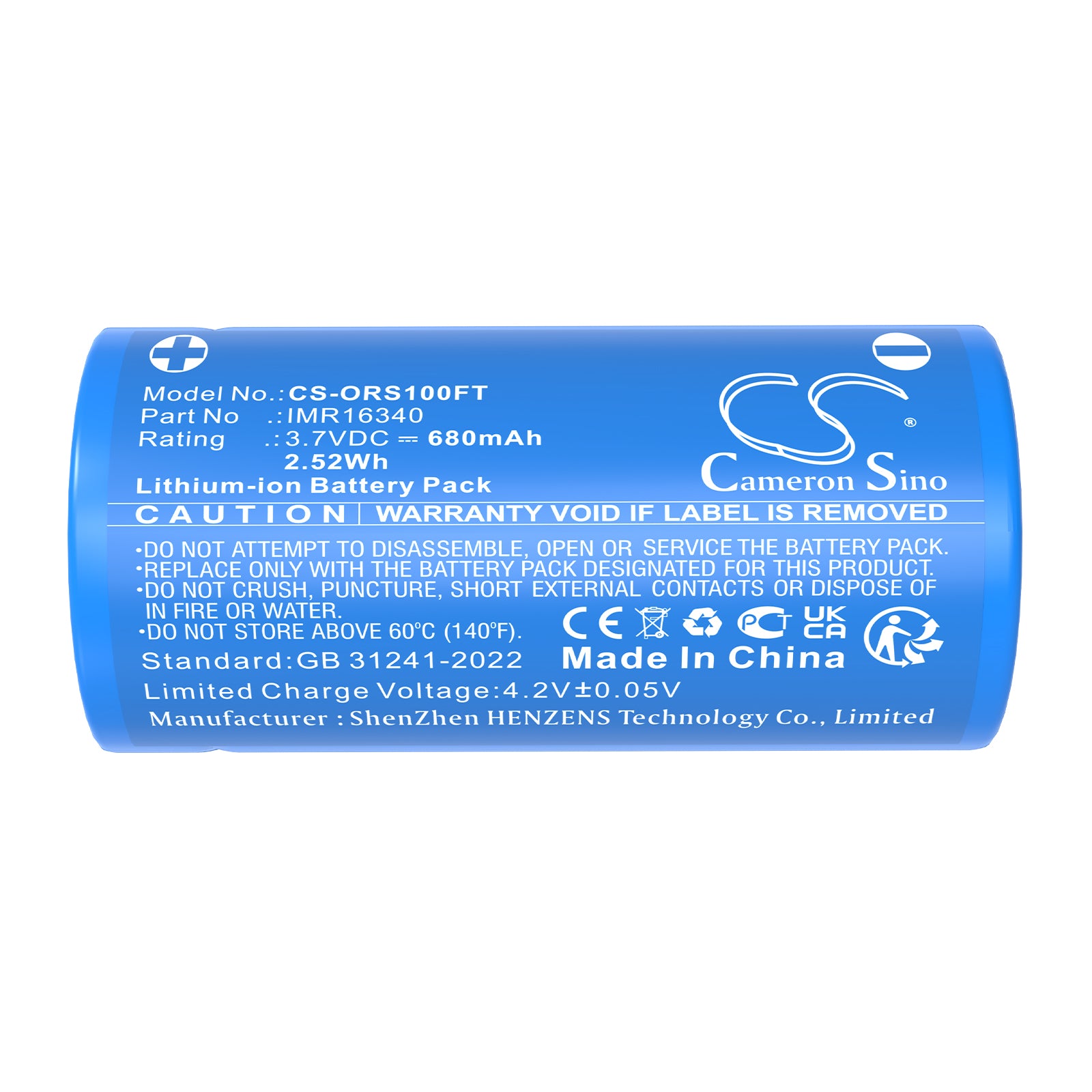 3.7V, Li-ion, 680mAh, Battery fits Olight Baton 3, Perun Mini, 2.52Wh Flashlight Cameron Sino Technology Limited