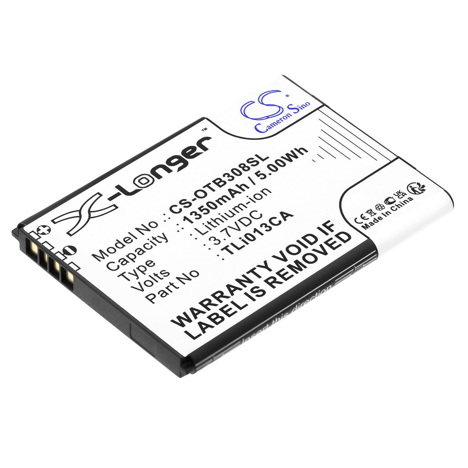 Li-ion, Mobile, SmartPhone Battery fits Alcatel Onetouch 3082x, Ot-3082, 3.7V, 1350mAh Mobile, SmartPhone Cameron Sino Technology Limited