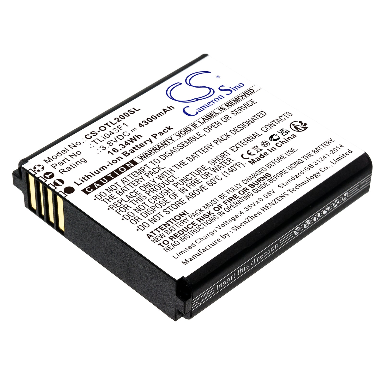 Li-ion, Hotspot Battery fits Tcl Mw513u, Alcatel Linkzone 2, 3.8V, 4300mAh Hotspot Cameron Sino Technology Limited