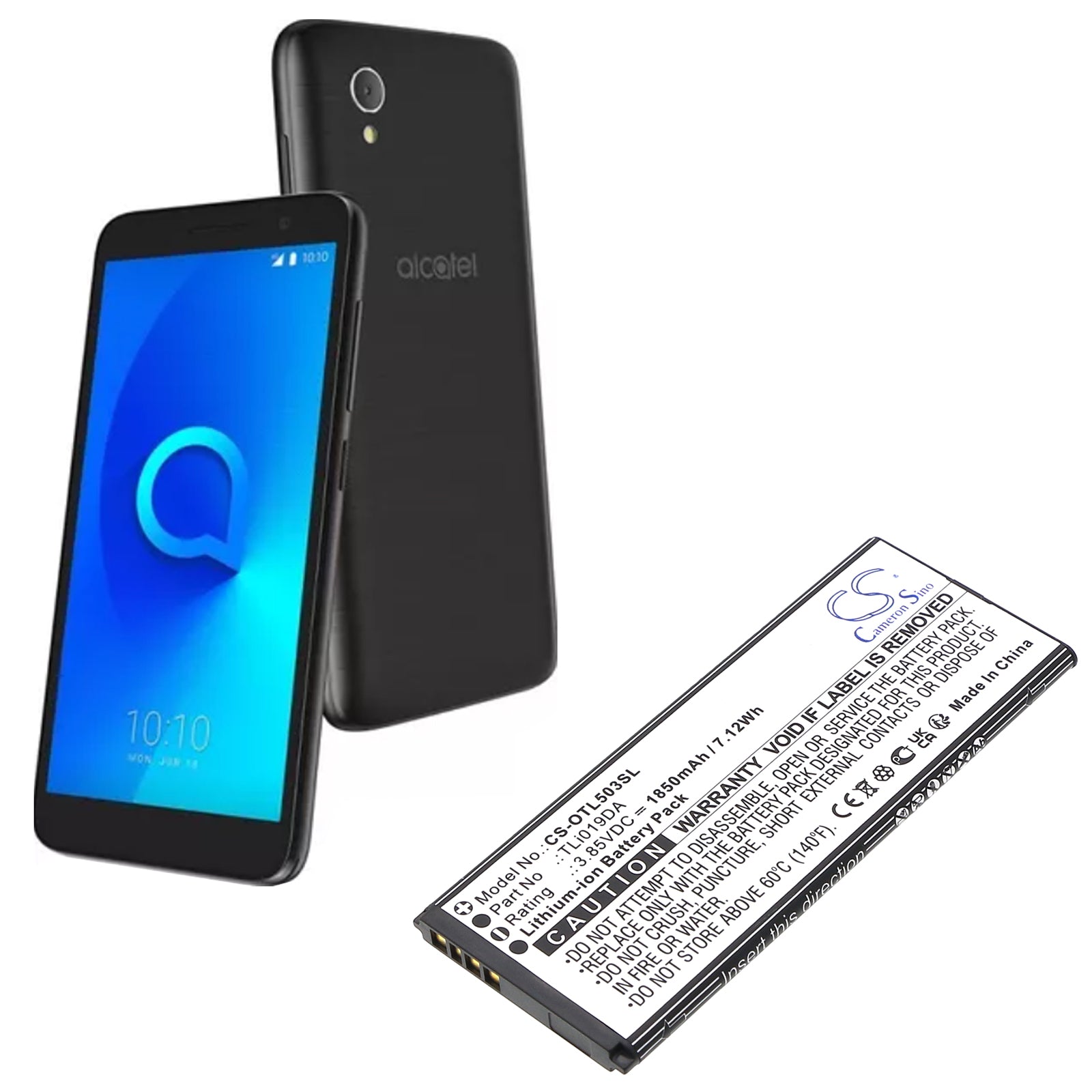 3.85V, Li-ion, 1850mAh, Battery fits Alcatel OT-5005R, OT-5033A, 7.12Wh Mobile, SmartPhone Cameron Sino Technology Limited