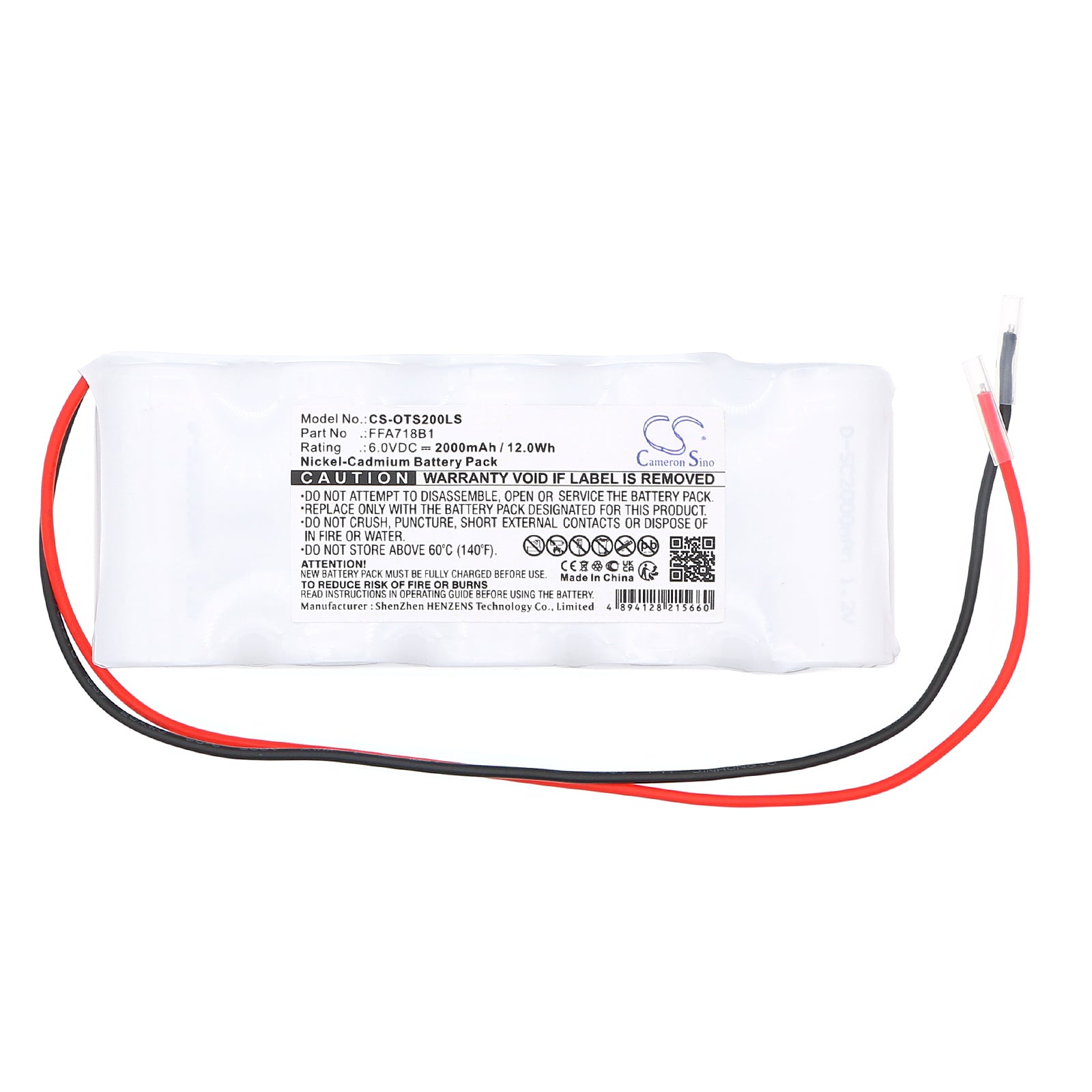6V, Ni-CD, 2000mAh, Battery fits OTIS 2000, Emergency power supply ECU 2, 12Wh Emergency Lighting Cameron Sino Technology Limited