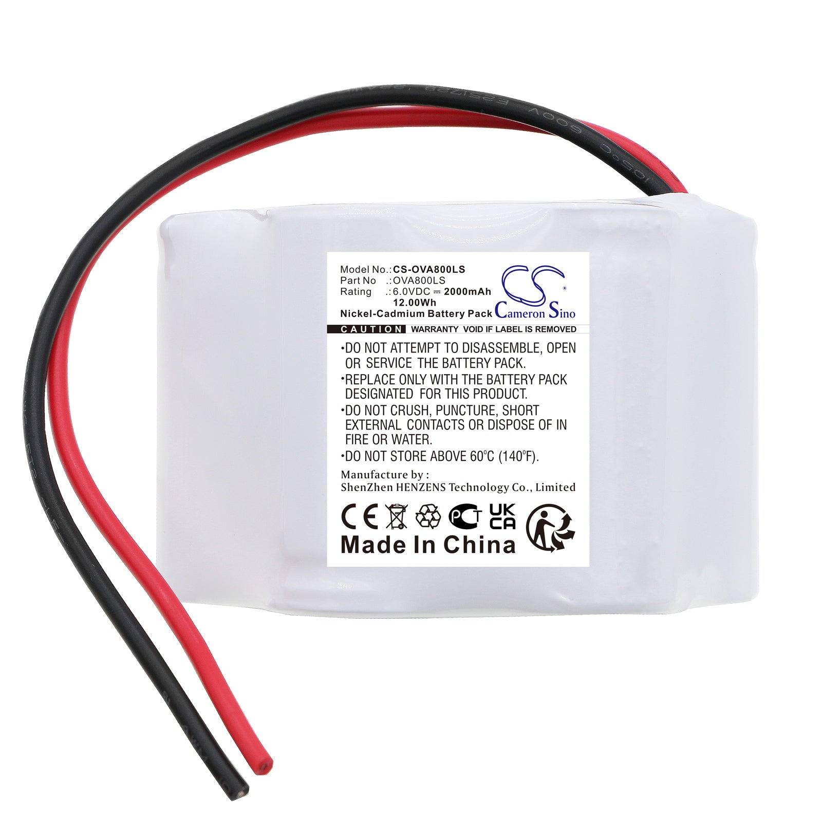 Ni-CD, Emergency Lighting Battery fits Cameron Sino Technologies, 6.0V, 2000mAh Emergency Lighting Cameron Sino Technology Limited