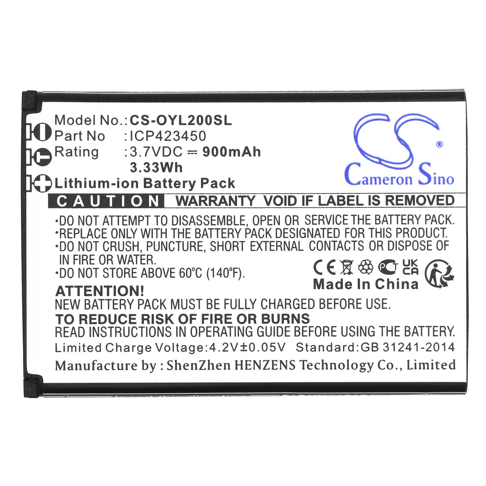 Li-ion, Mobile, SmartPhone Battery fits Olympia 2218, Happy Ii, 3.7V, 900mAh Mobile, SmartPhone Cameron Sino Technology Limited