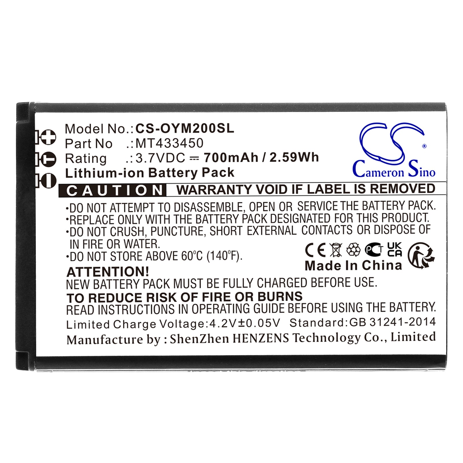 Li-ion, Mobile, SmartPhone Battery fits Olympia Classic Mini Ii, 3.7V, 700mAh Mobile, SmartPhone Cameron Sino Technology Limited