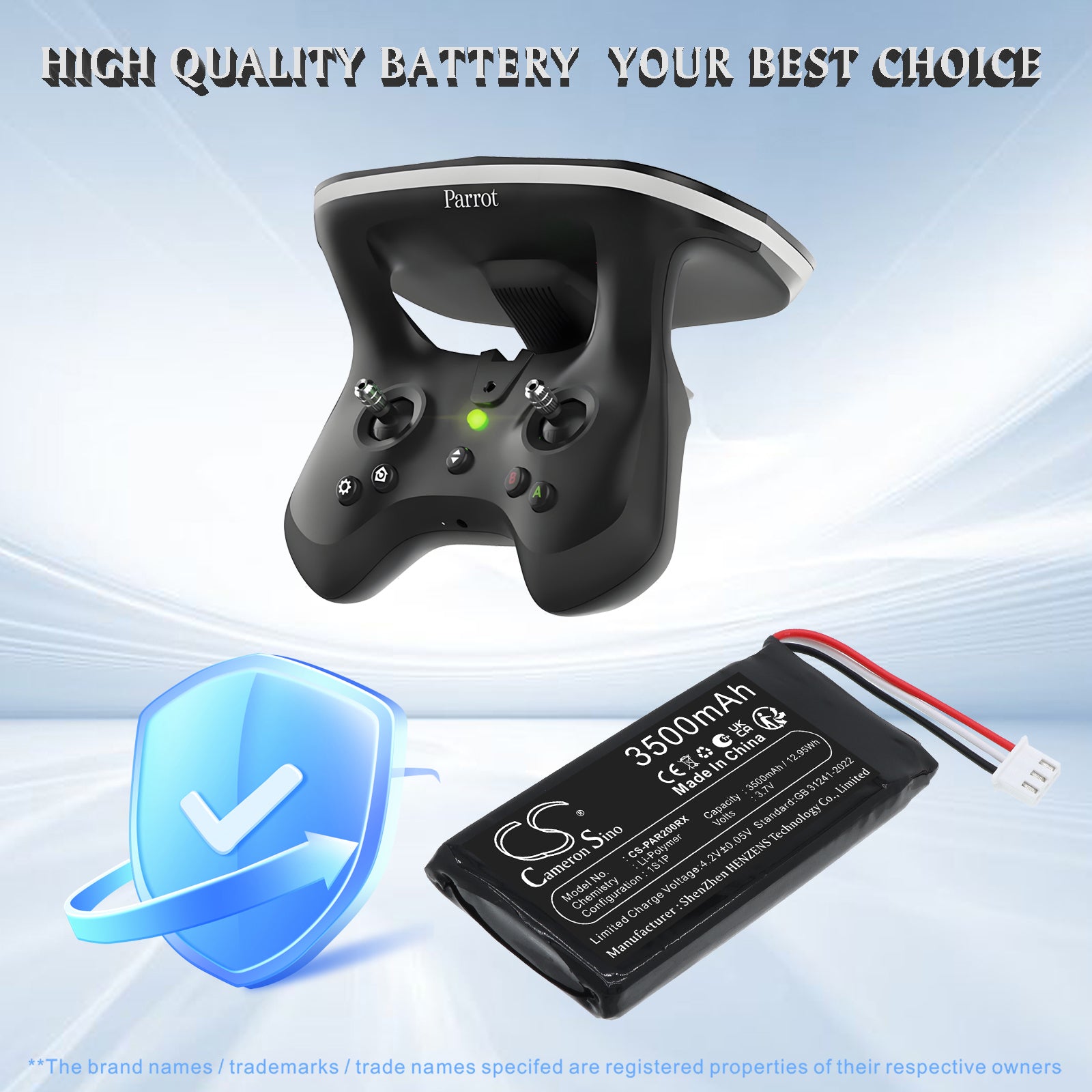 3.7V, 3500mAh Battery fits Parrot SkyController 2P, Remote Controller Cameron Sino Technology Limited