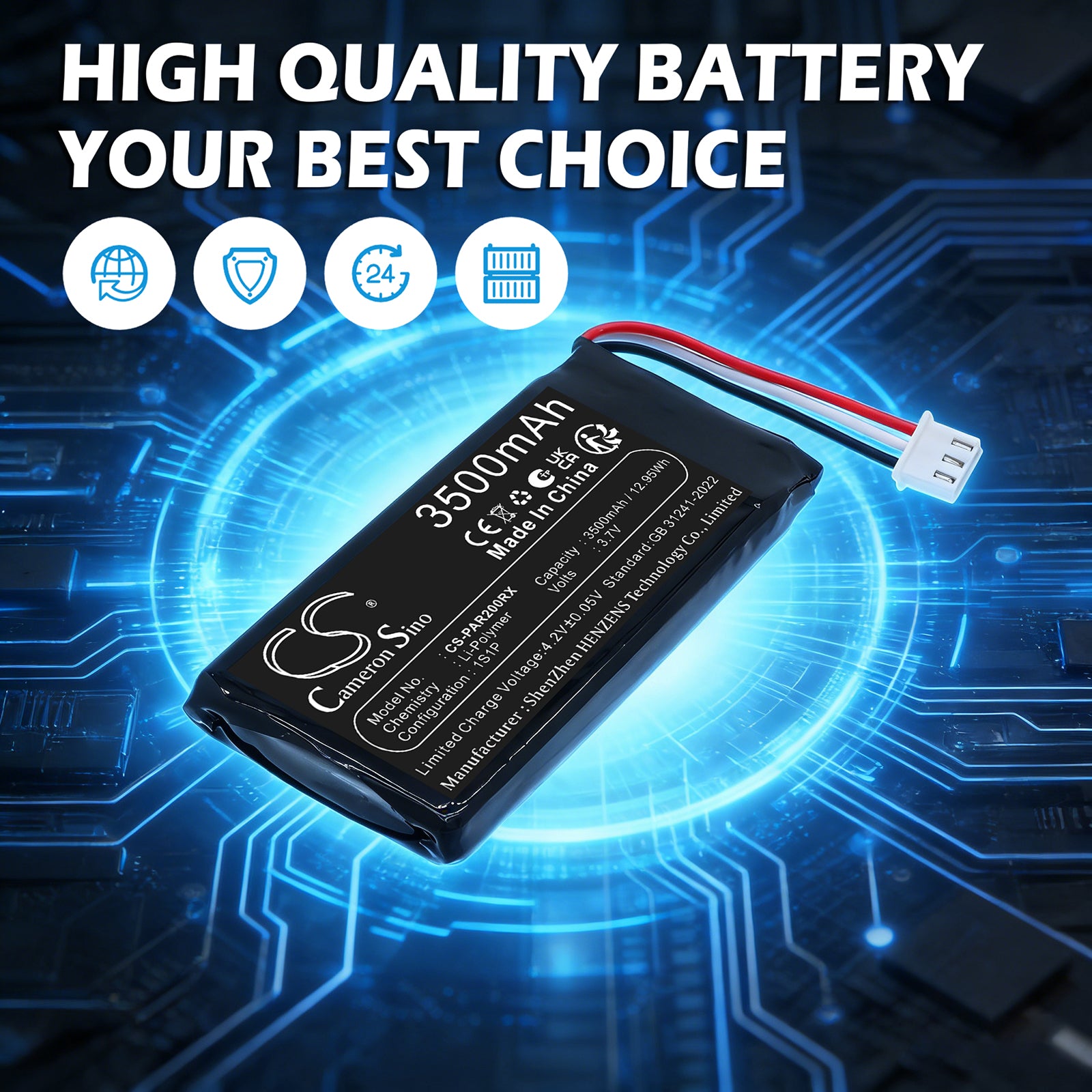3.7V, 3500mAh Battery fits Parrot SkyController 2P, Remote Controller Cameron Sino Technology Limited