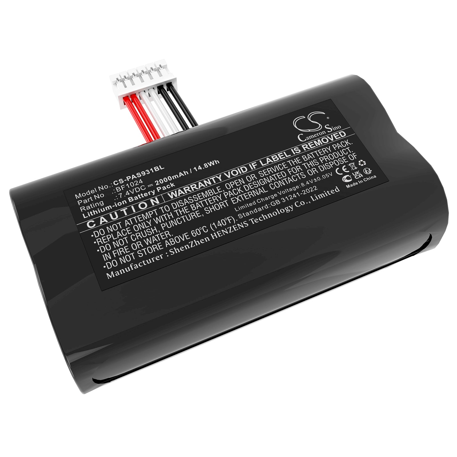 7.4V, Li-ion, 2000mAh, Battery fits Pax A910, 14.8Wh Payment Terminal Cameron Sino Technology Limited