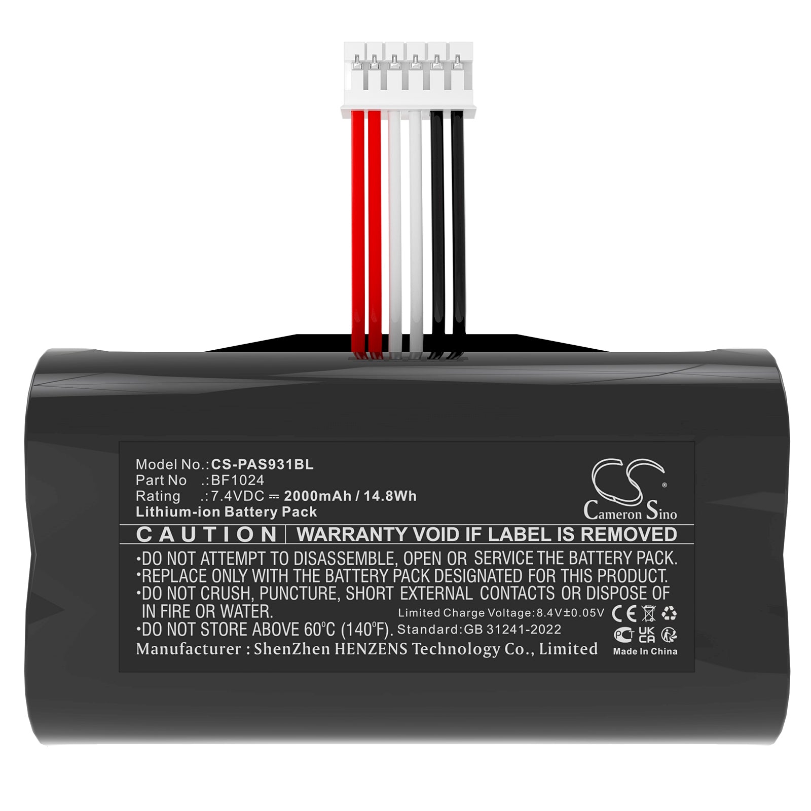 7.4V, Li-ion, 2000mAh, Battery fits Pax A910, 14.8Wh Payment Terminal Cameron Sino Technology Limited